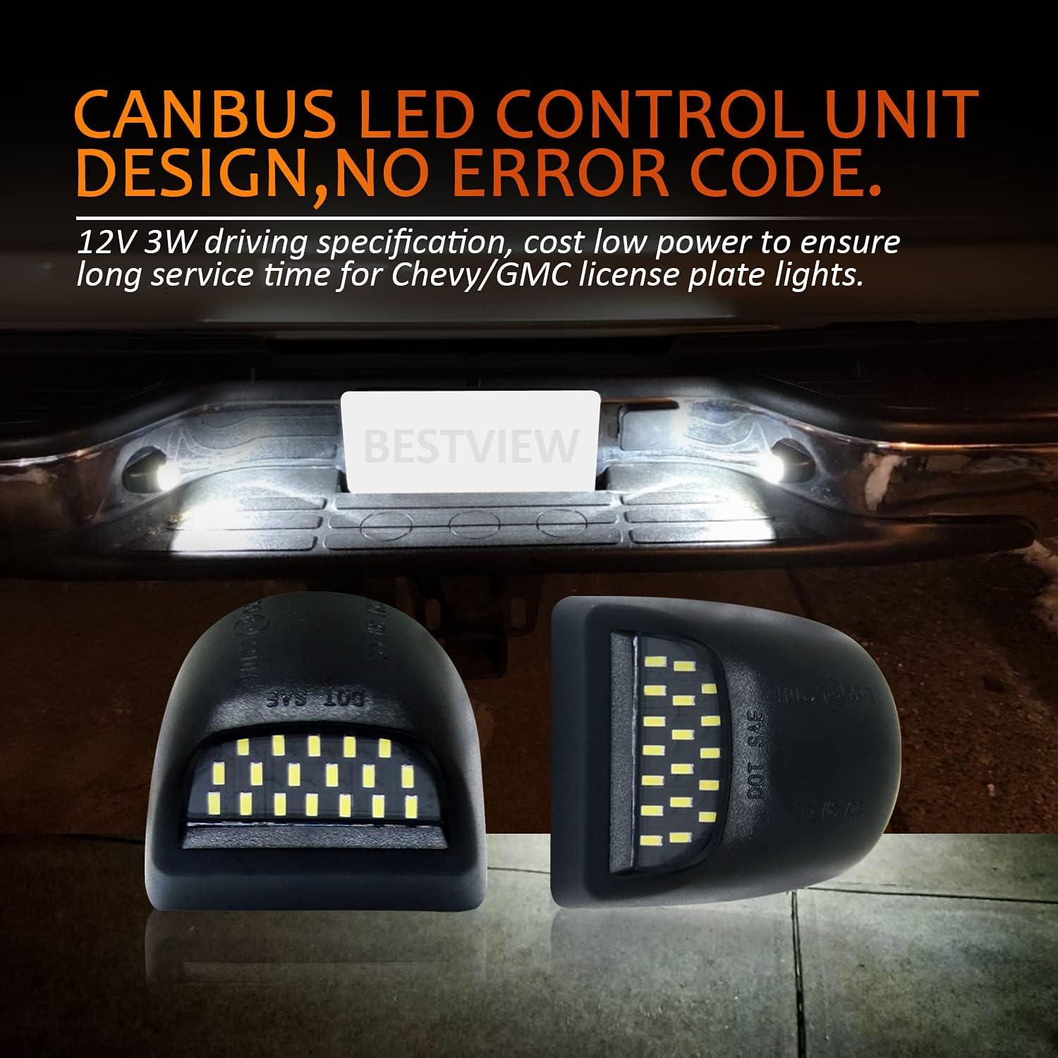 Luces de Placa de Licencia LED Bestview 6000K para Chevy/GMC