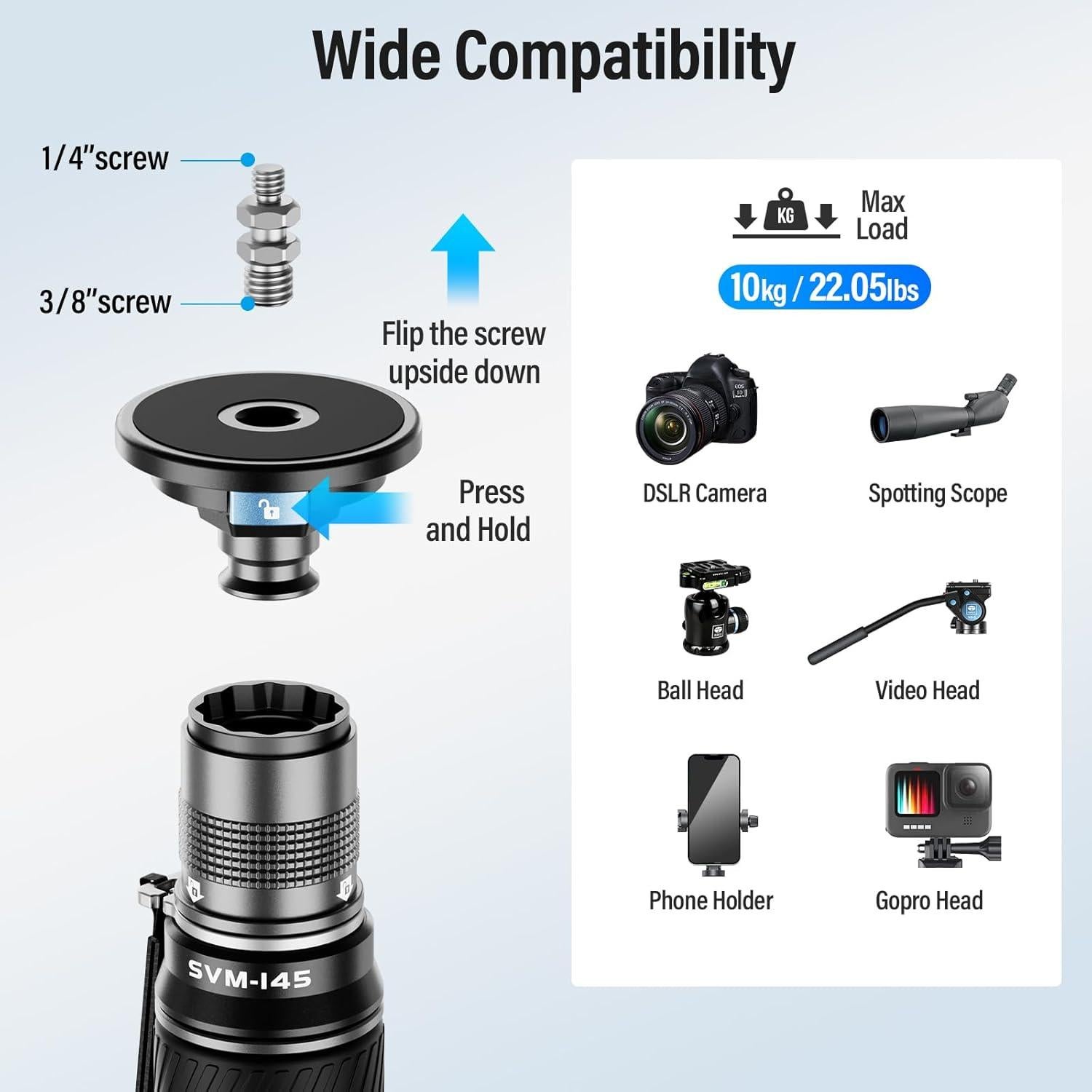 Monopie Profesional SIRUI SVM-145 Fibra de Carbono 145 cm