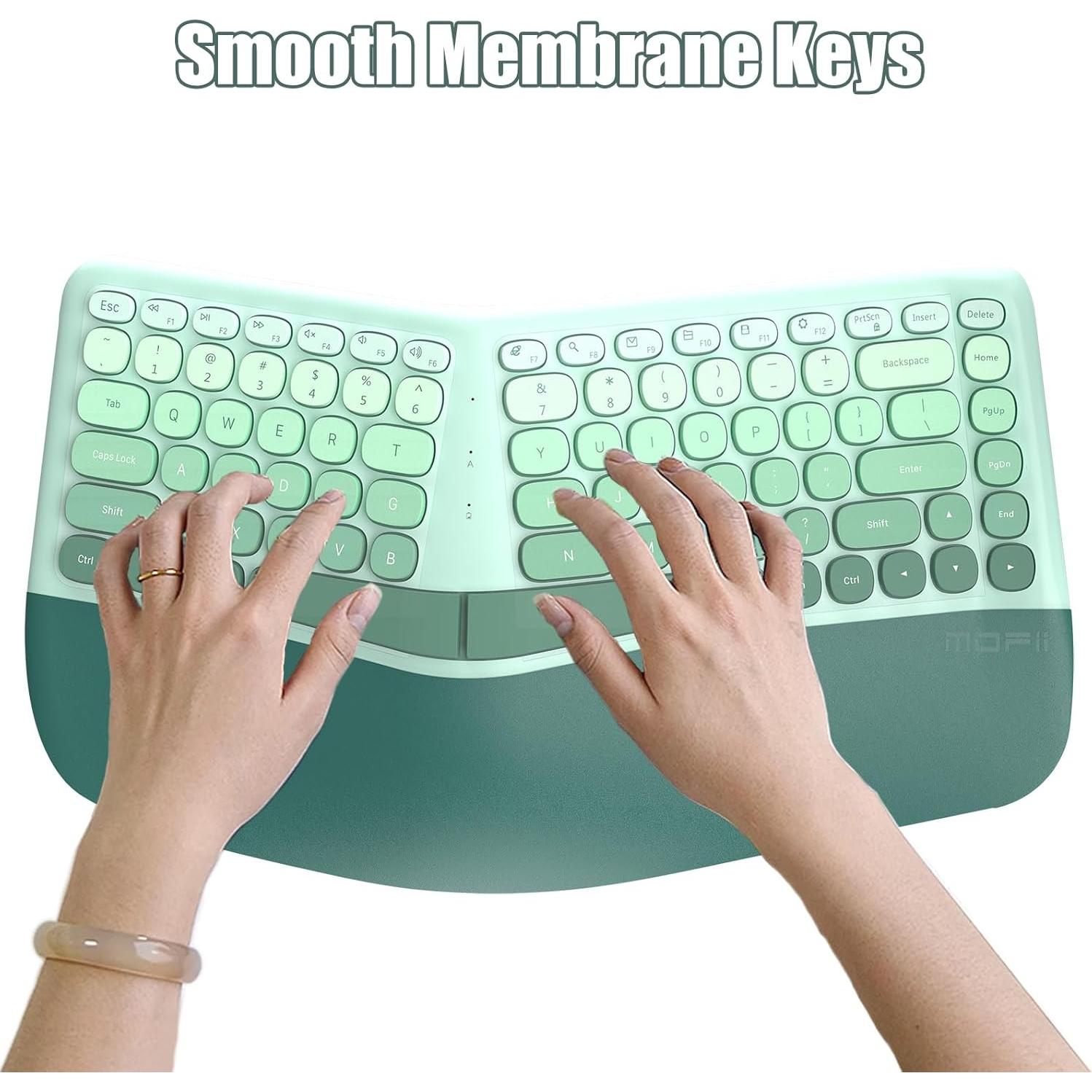 Combo Teclado y Ratón Inalámbricos Ergonómicos SQT Verde Menta