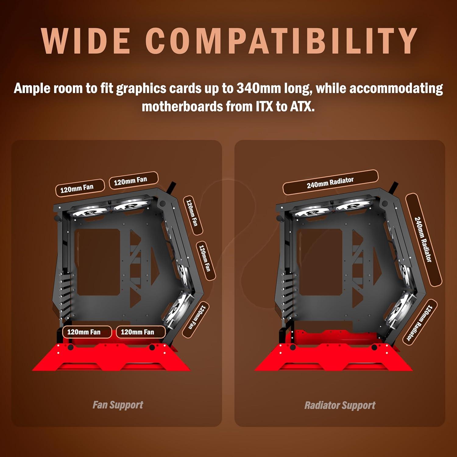 Caja de PC KEDIERS C570 ATX con Vidrio Templado y 5 Ventiladores ARGB