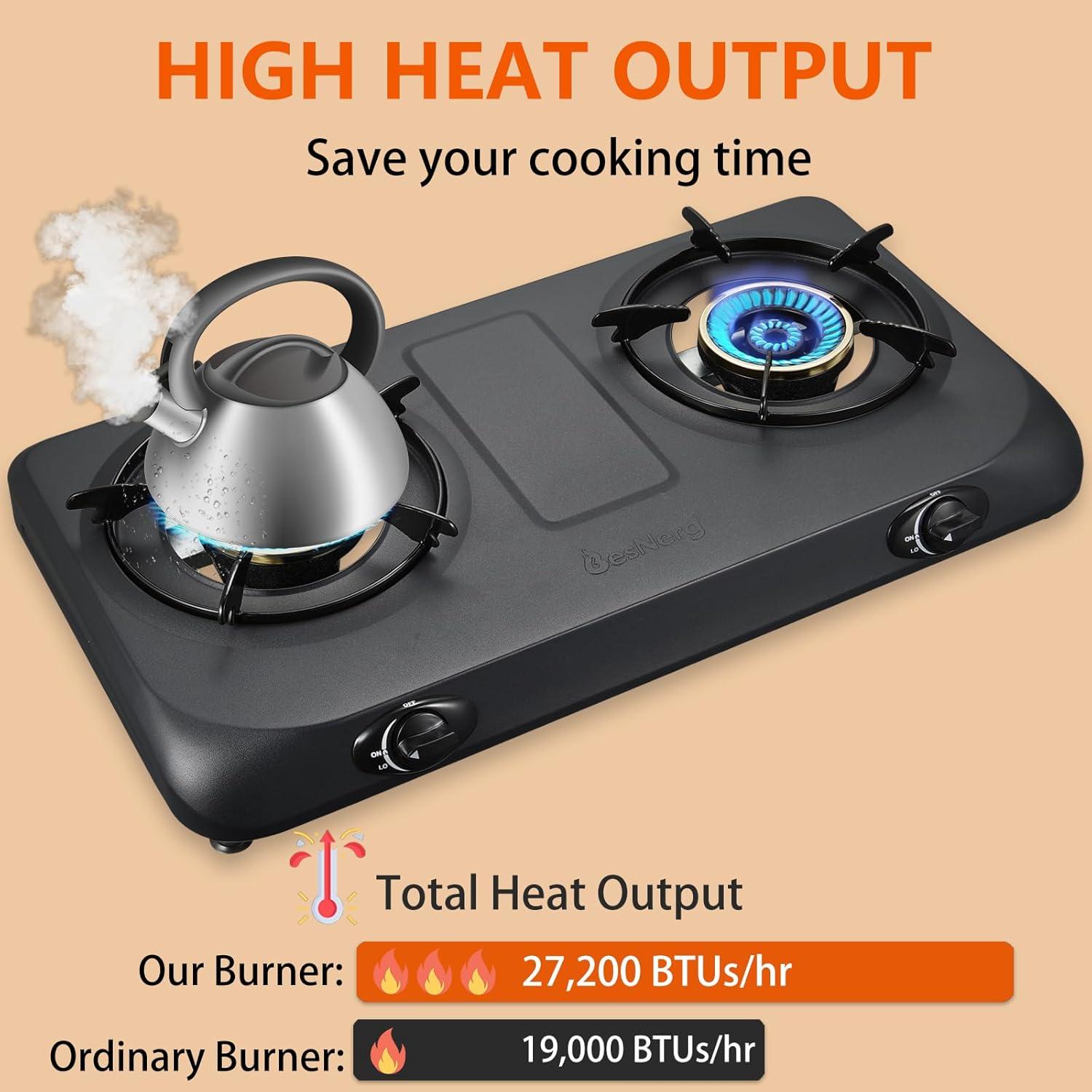 Estufa de Propano 2 Quemadores BesNerg 27200 BTU Alta Eficiencia