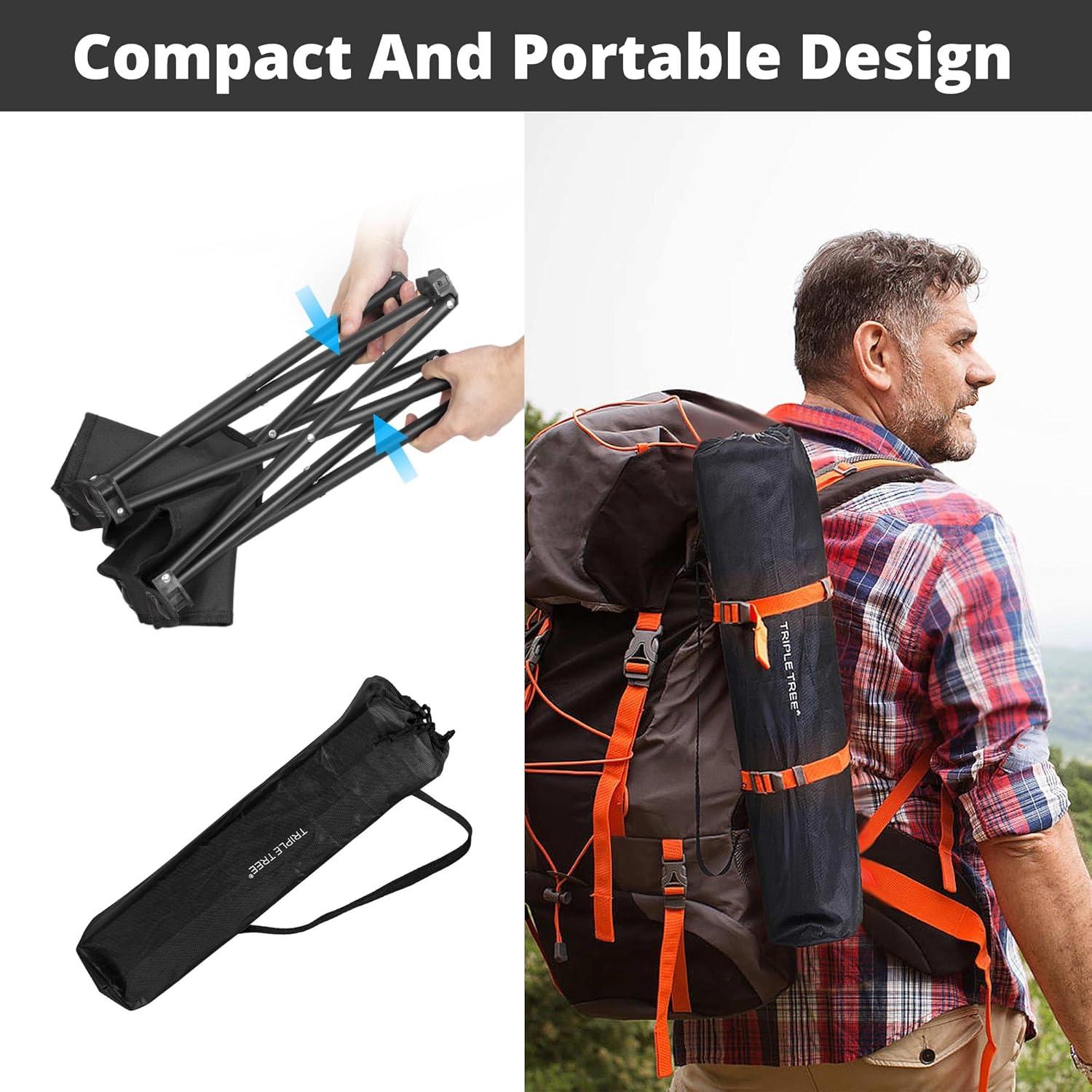 Taburete Plegable Camping TRIPLE TREE 2 Paquete 35.1cm Negro