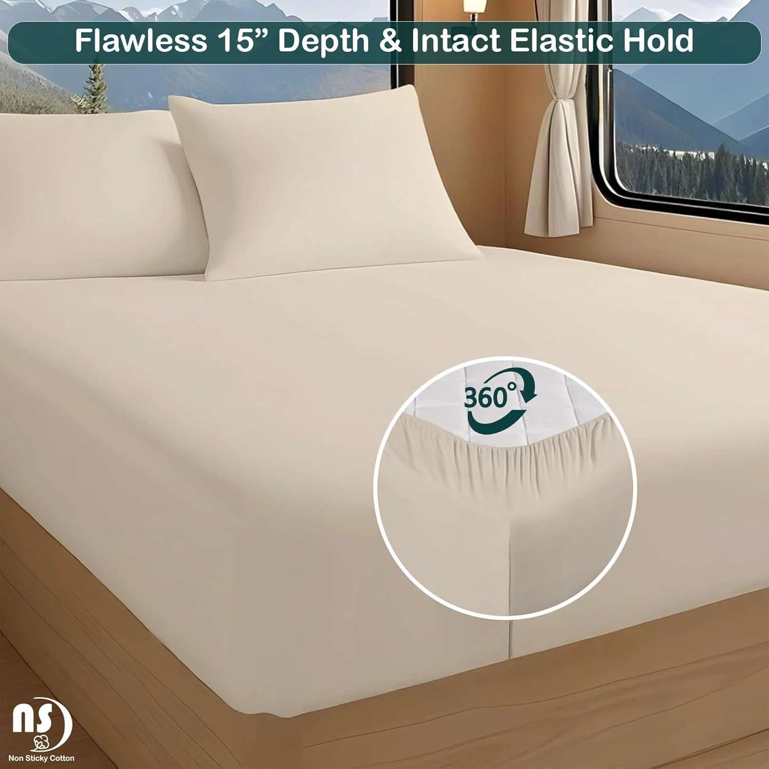 Juego de Sábanas Premium Algodón Egipcio NON Sticky 4 Piezas 60x75