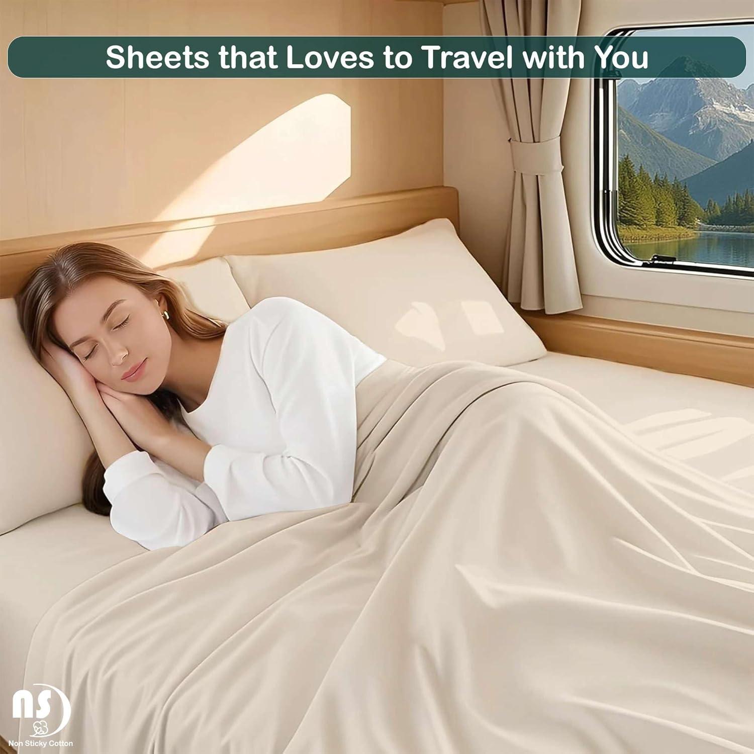 Juego de Sábanas Premium Algodón Egipcio NON Sticky 4 Piezas 60x75