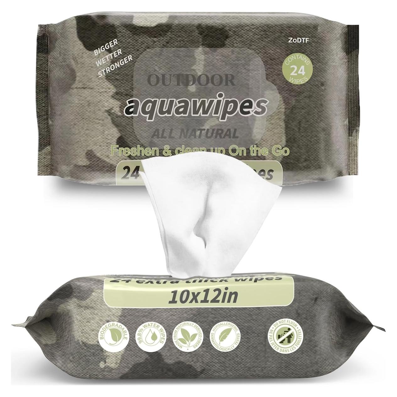 Toallitas Húmedas Biodegradables ZODTF para Camping - 48 Unidades