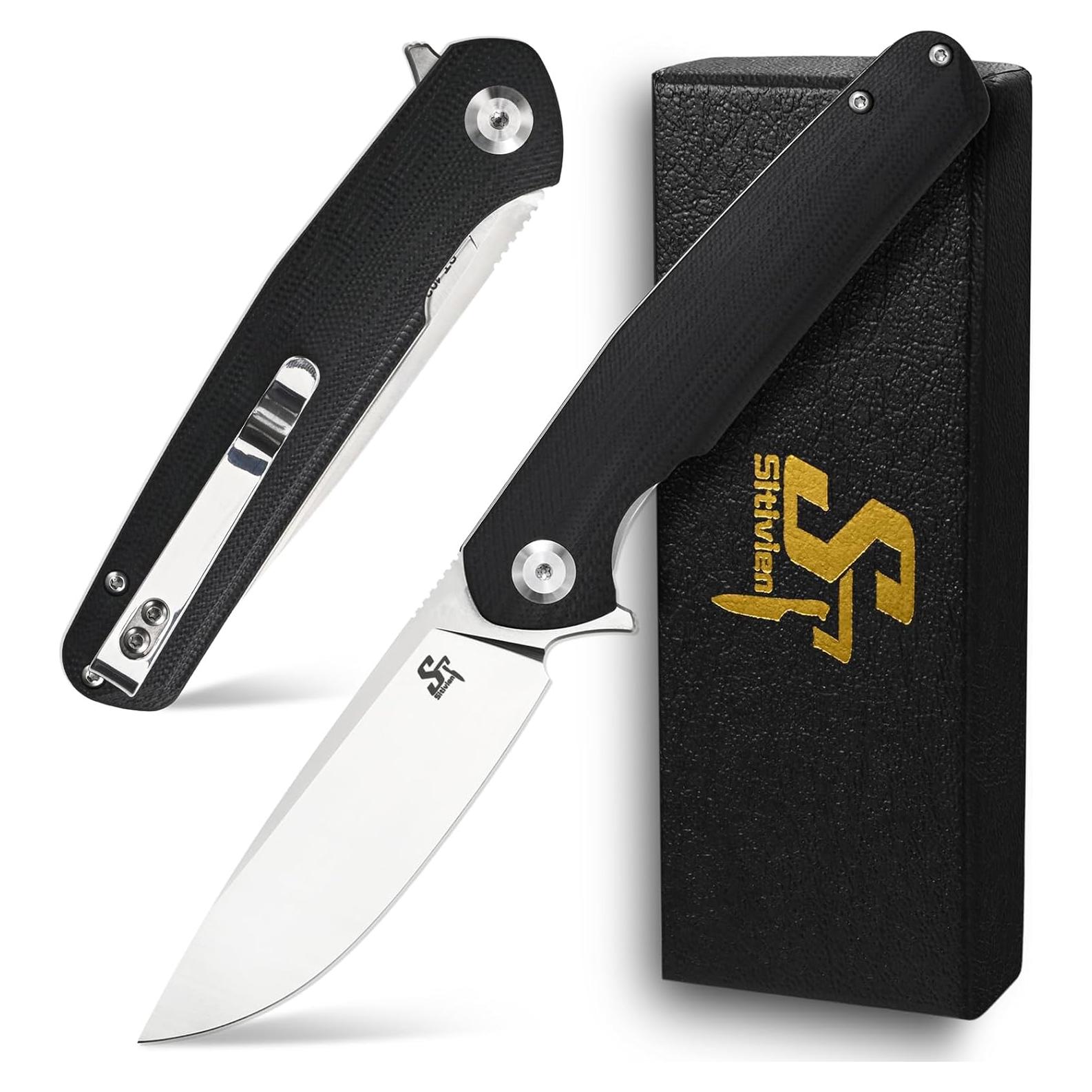 Cuchillo Plegable Sitivien ST102 Acero D2 Mango G10 Negro