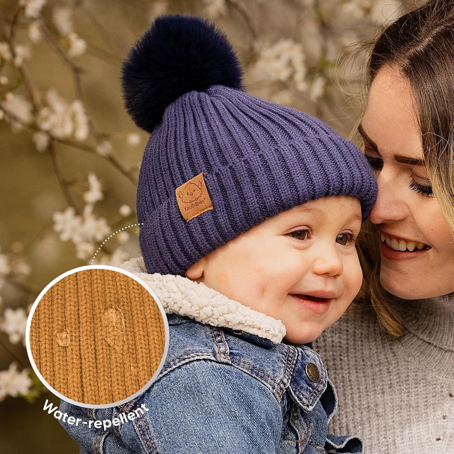 Gorras Pom para Bebés KeaBabies - 2 Unidades, Unisex 0-6 Meses
