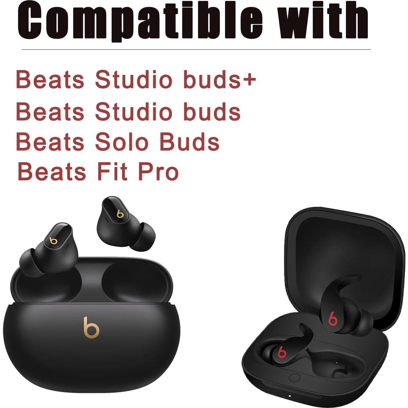 Silicone Ear Tips for Beats Studio Buds+Replacement Earbuds Tips for Beats Studio Buds/Fit Pro/Solo Buds Replacement Tips for Beats Earbuds, 6 Pairs Black