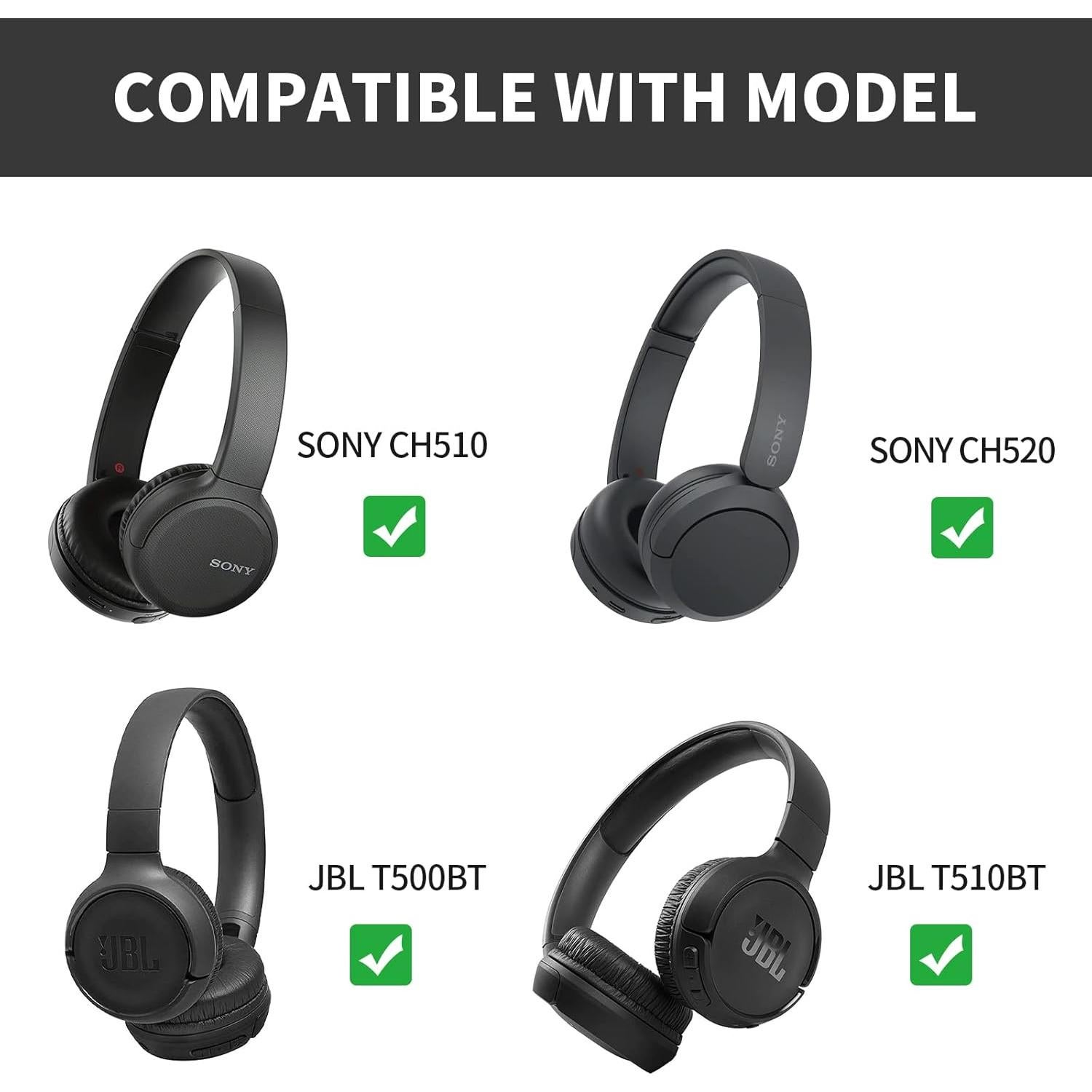 Funda Dura para Auriculares Sony WH-CH510 y JBL Tune 510BT - Negra