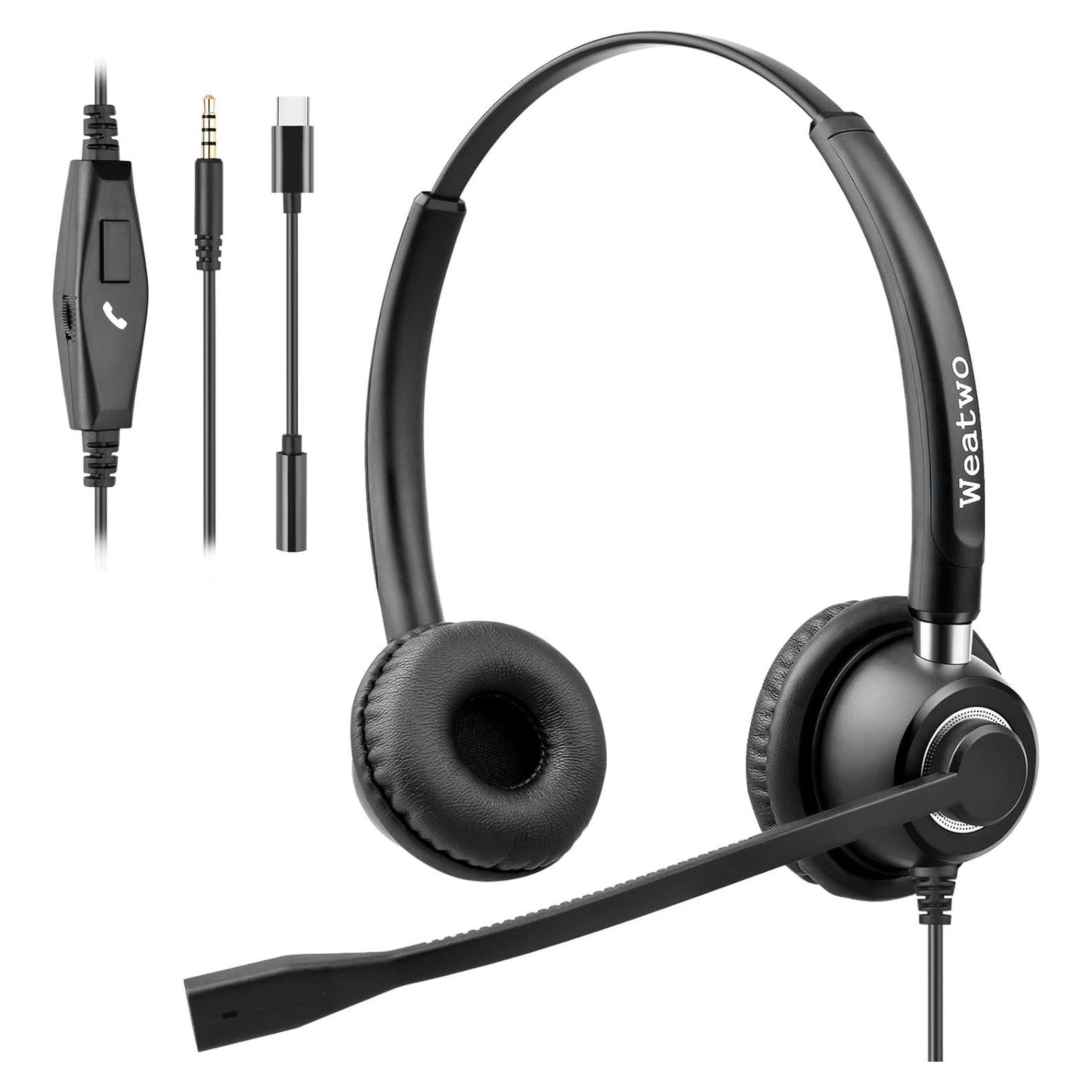 Auriculares con cable Weatwo W520M 3.5mm y USB-C, micrófono