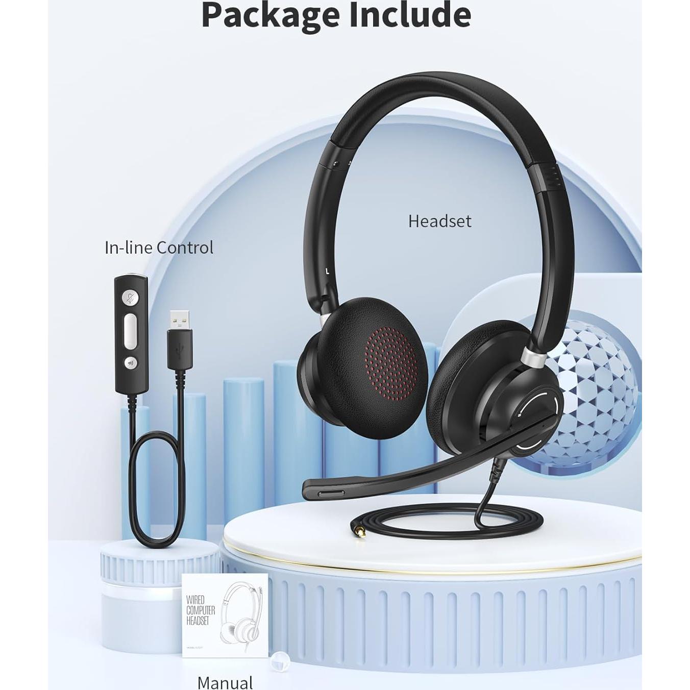 Auriculares USB JabNecter BH708AB con micrófono y cancelación de ruido