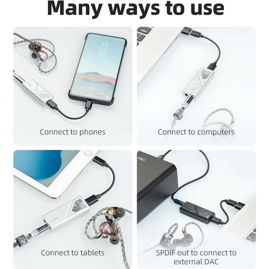 Adaptador DAC Portátil FiiO KA13 USB-C 3.5mm y 4.4mm 550mW