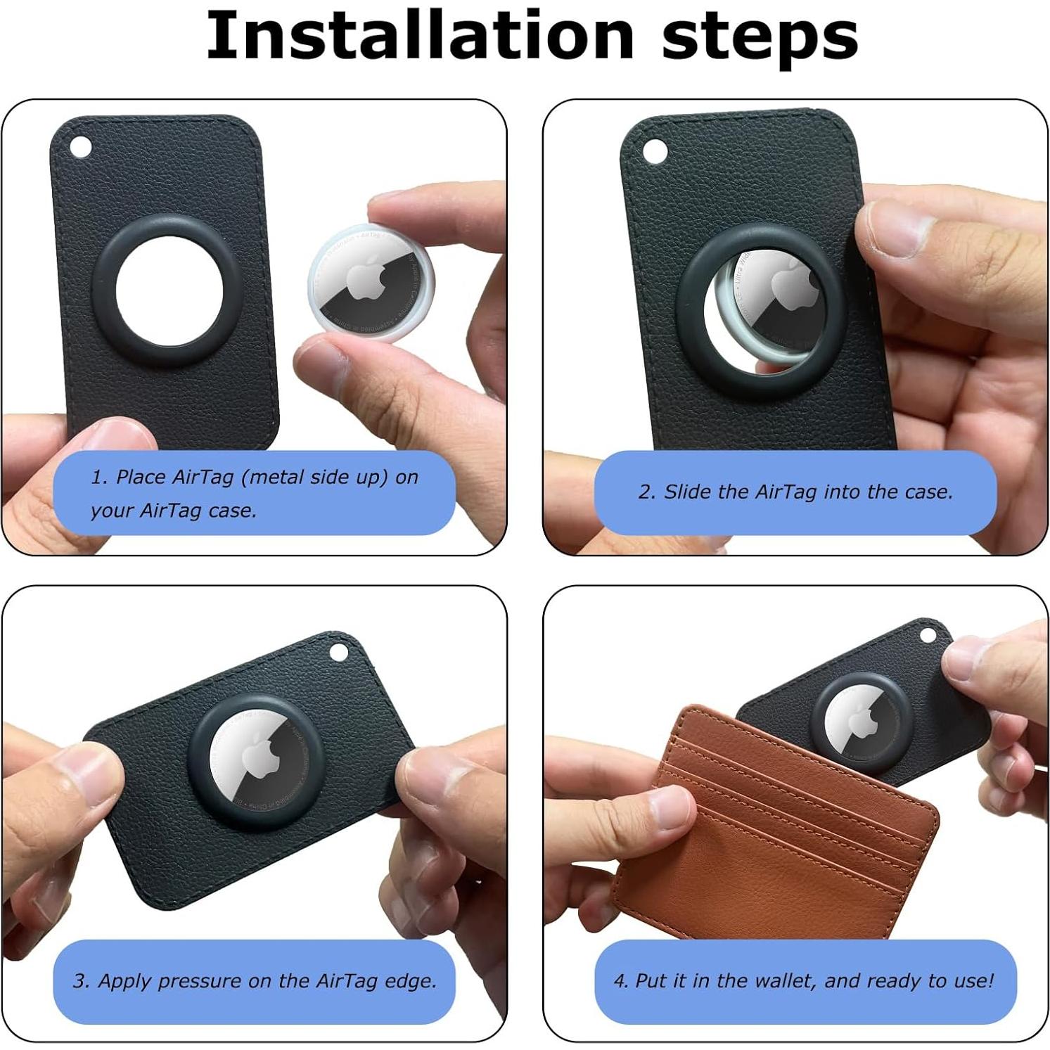 Soporte de Cartera Ultra Delgado Wagtune para Airtag - Negro