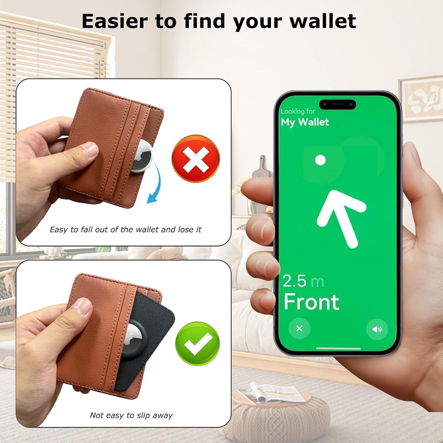 Soporte de Cartera Ultra Delgado Wagtune para Airtag - Negro