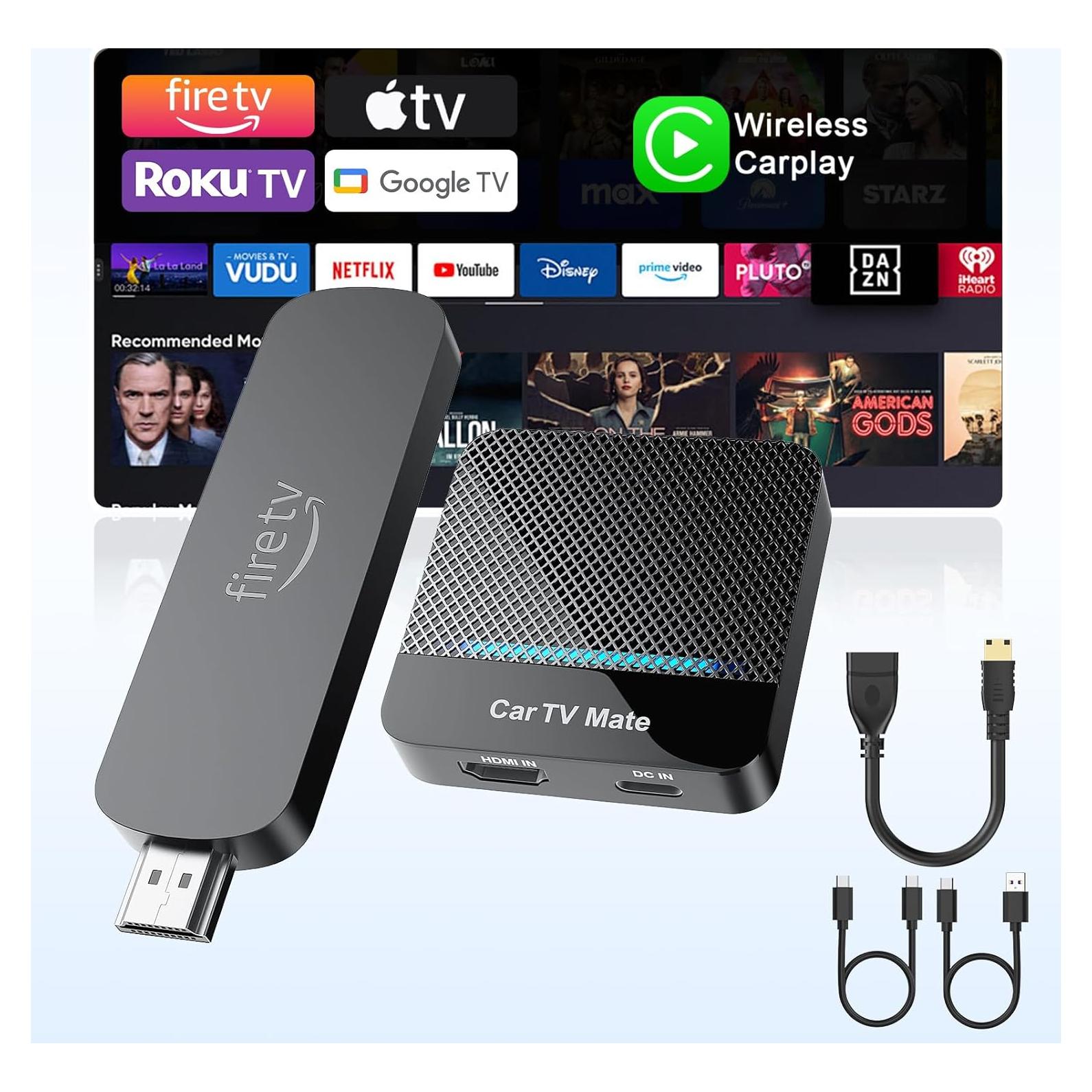 Adaptador de TV para coche CarPlay HDMI 2 en 1 - Negro