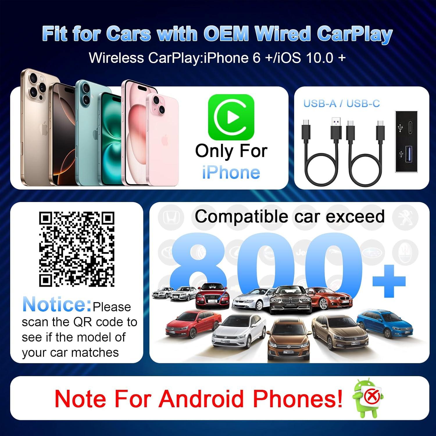 Adaptador de TV para coche CarPlay HDMI 2 en 1 - Negro