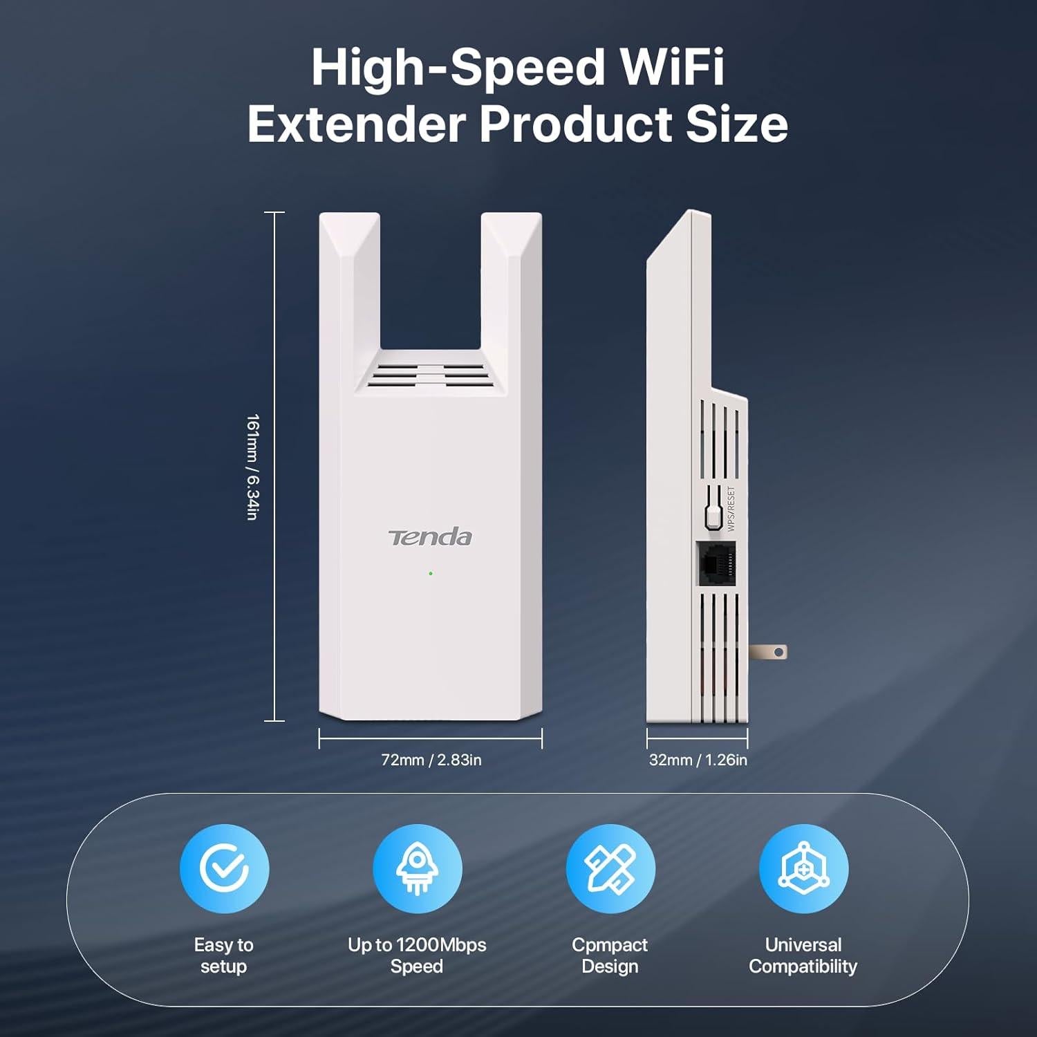 Extensor de Rango WiFi Tenda A18Pro AC1200 Doble Banda