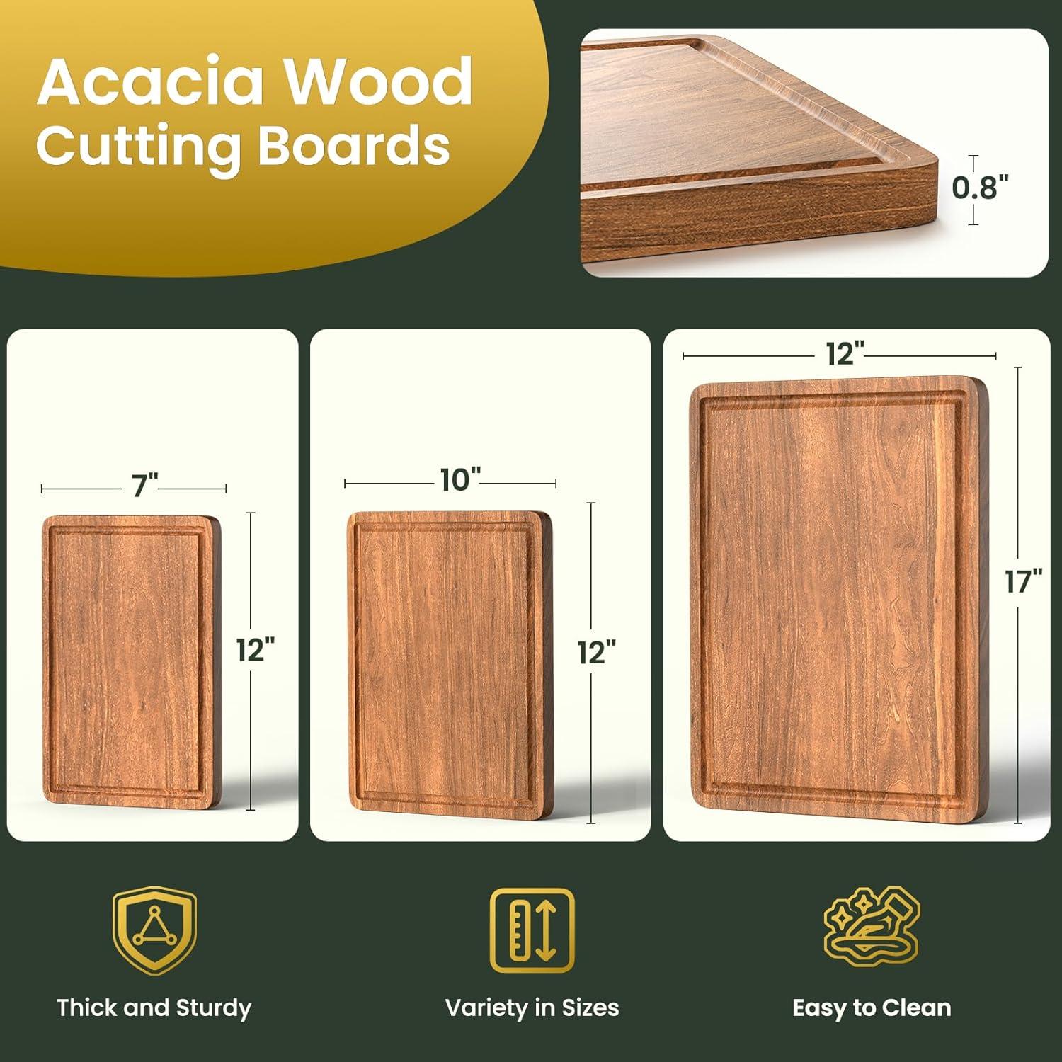 Juego de 3 Tablas de Cortar de Madera Acacia X-PREK