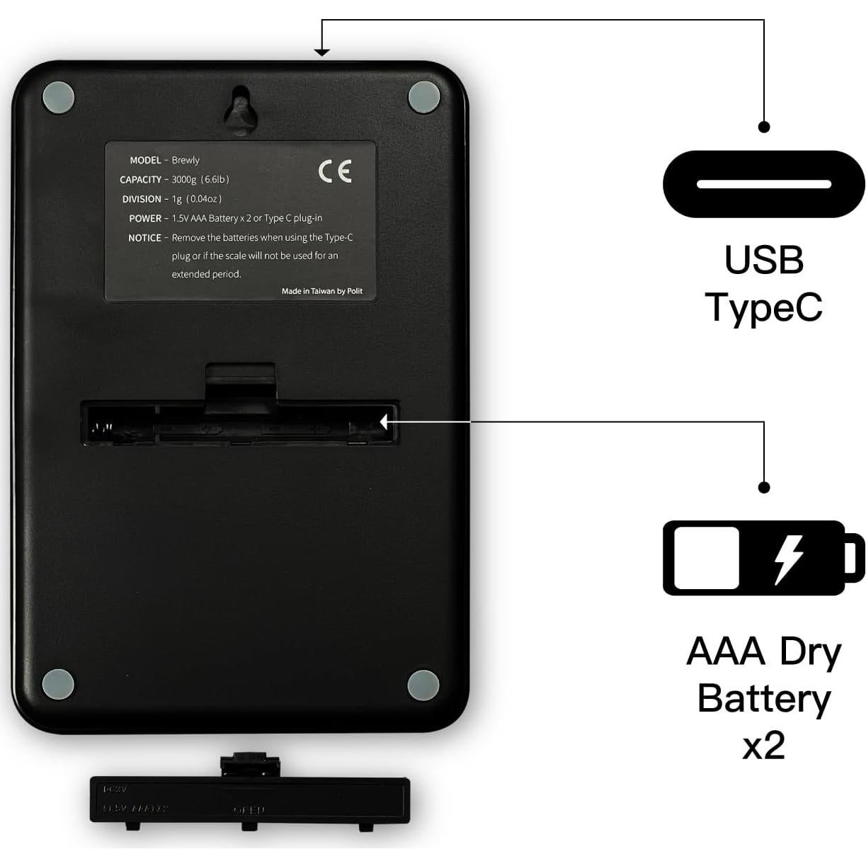Báscula de Café Digital POLIT Brewly 3000g con Temporizador