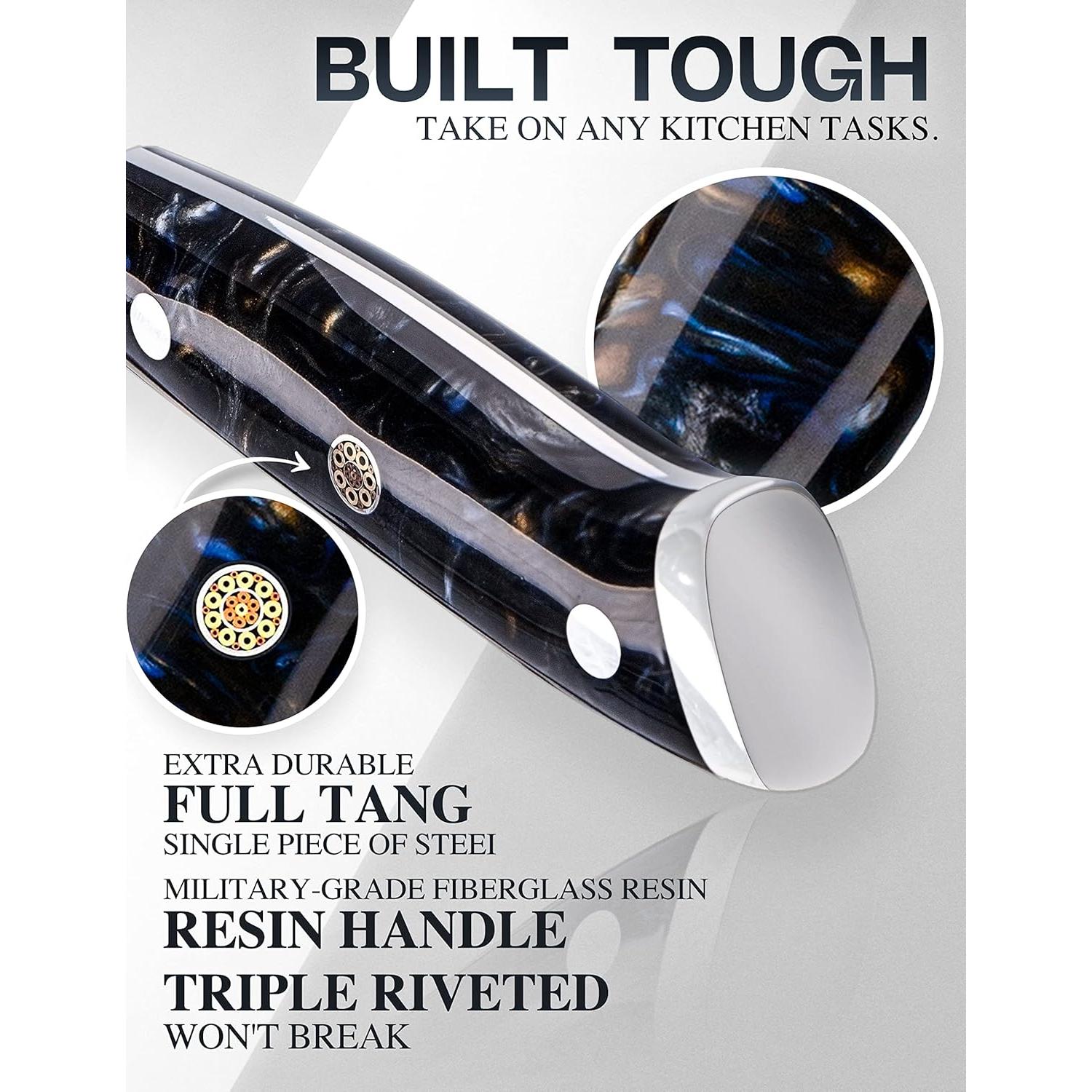 Cuchillo de Chef WILDMOK Damasco 20.5 cm Acero VG10 Resina Negra