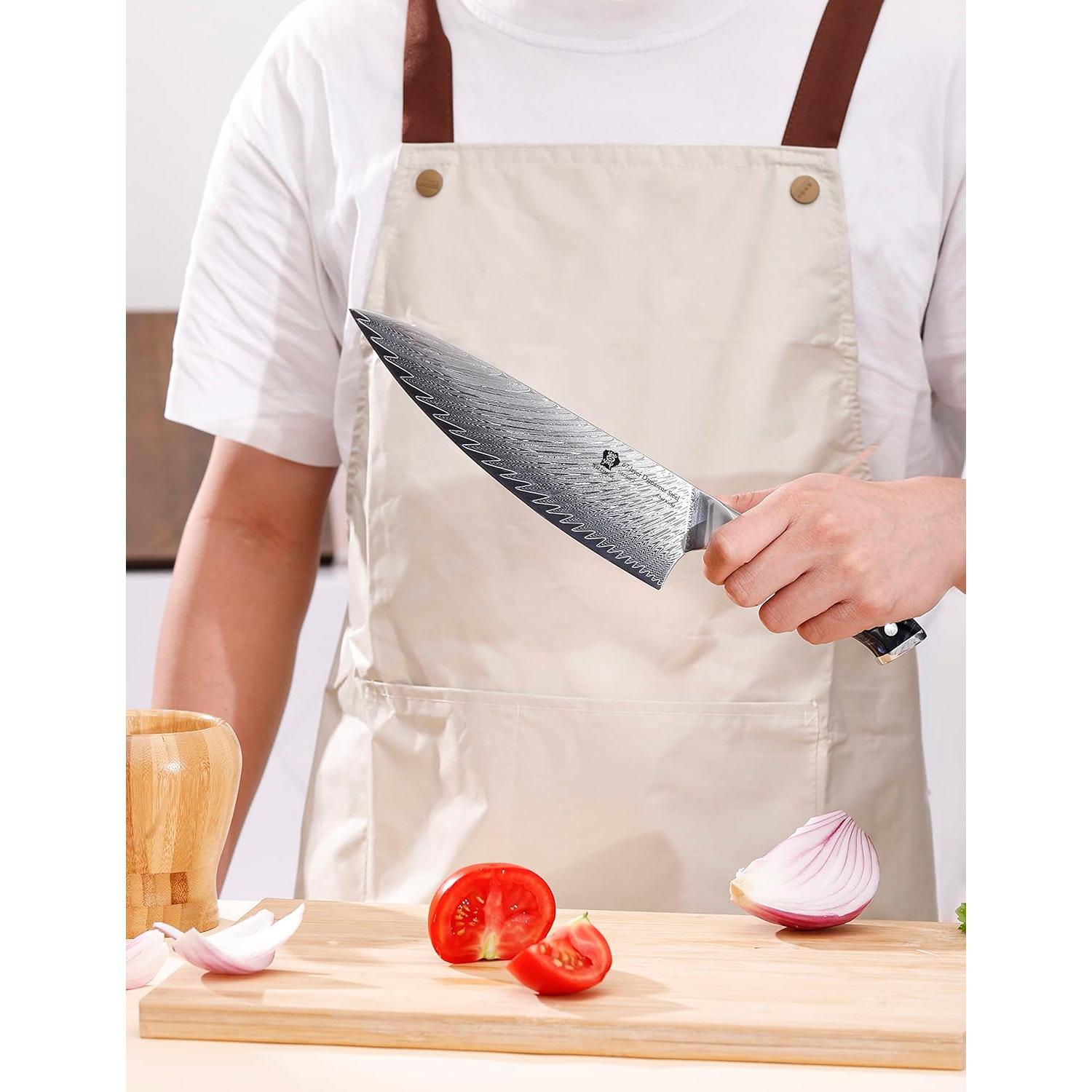 Cuchillo de Chef WILDMOK Damasco 20.5 cm Acero VG10 Resina Negra