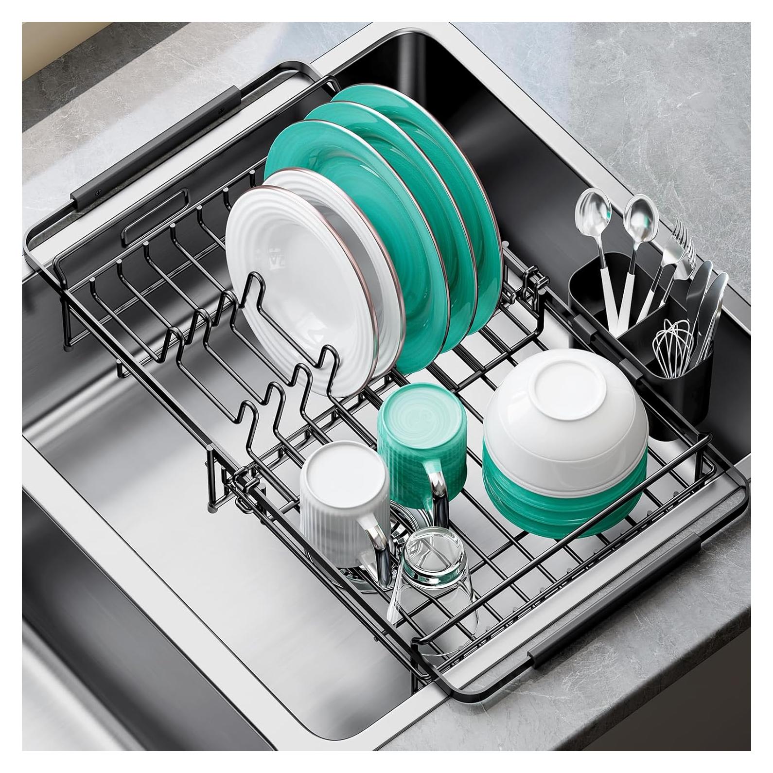 Escurridor de Platos Urackify Expandible 36.5-46cm Negro Mate