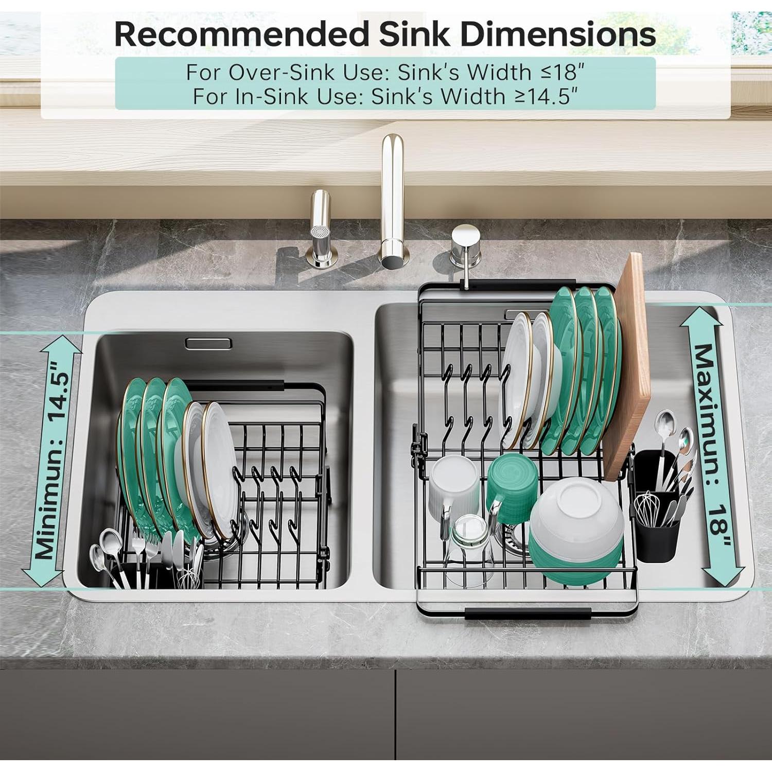 Escurridor de Platos Urackify Expandible 36.5-46cm Negro Mate