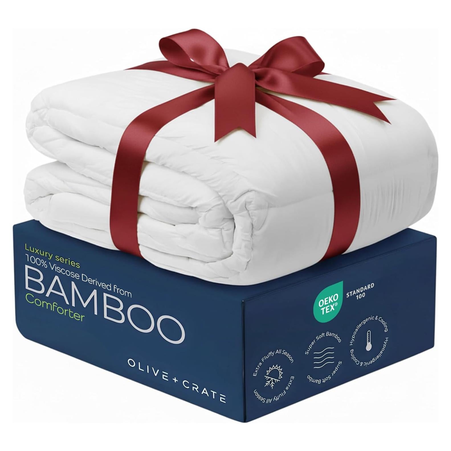 Edredón King Oliva + Caja 100% Viscosa de Bambú Hipoalergénico