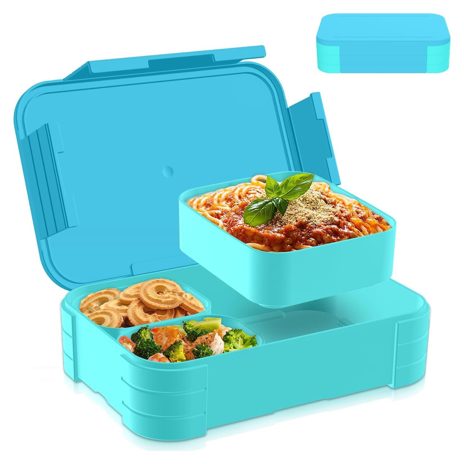 Caja Bento Almuerzo Adultos Azul Bebé 1.1L 3 Compartimentos