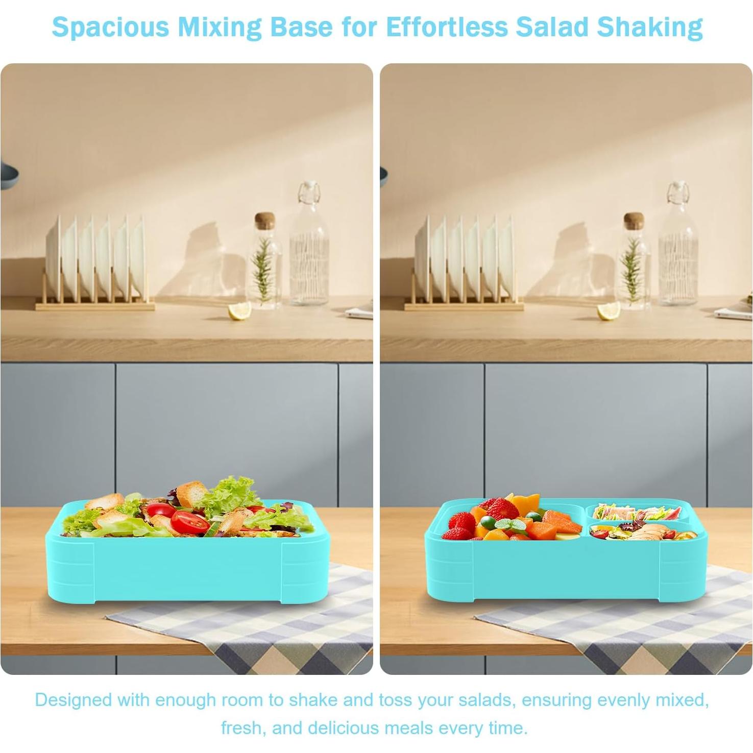 Caja Bento Almuerzo Adultos Azul Bebé 1.1L 3 Compartimentos