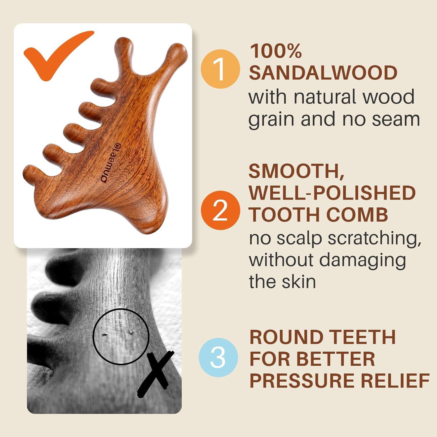 Herramienta Gua Sha Olaemuo 4 en 1 de Madera de Sándalo