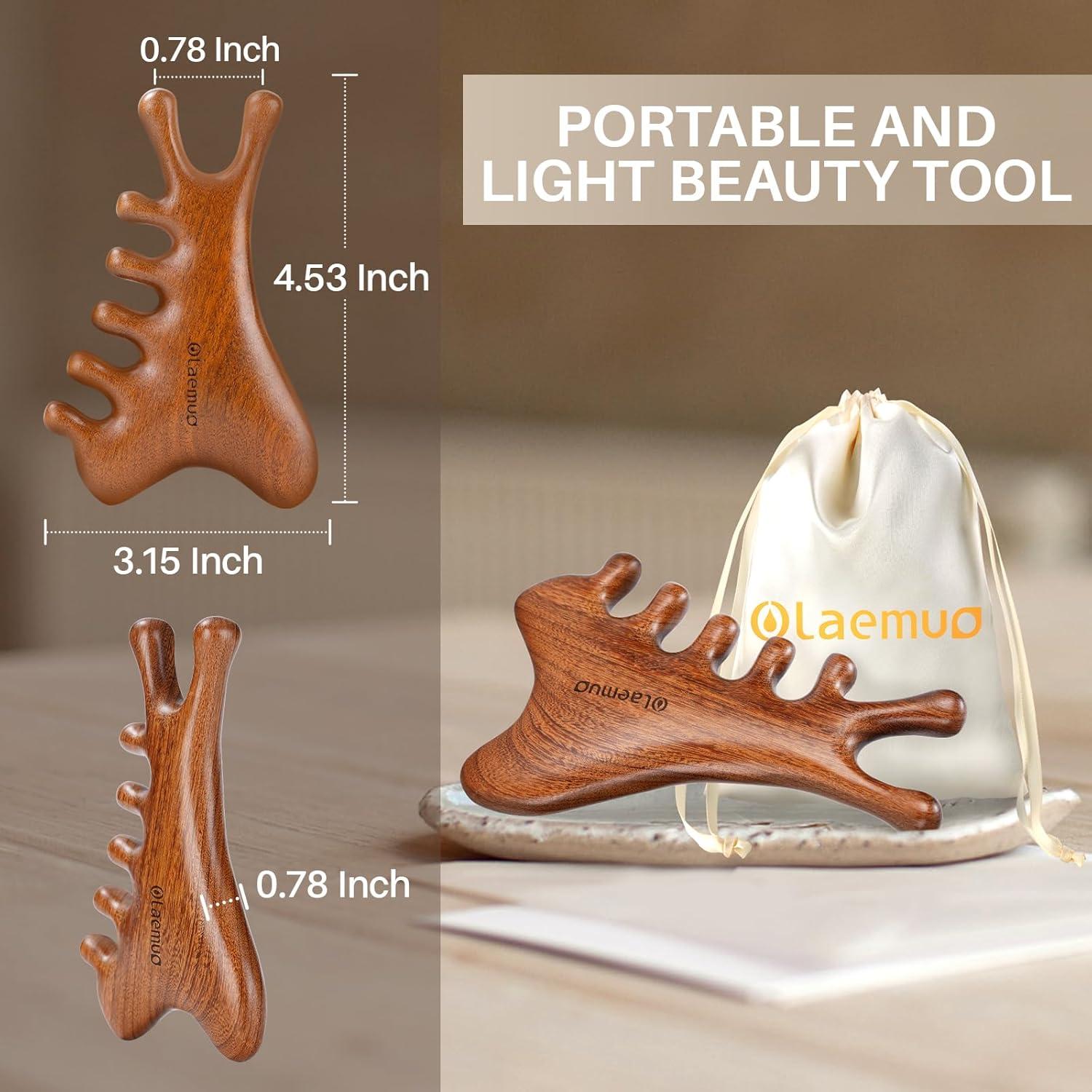 Herramienta Gua Sha Olaemuo 4 en 1 de Madera de Sándalo