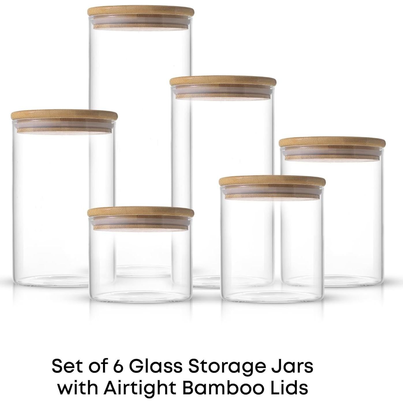 Set de 6 Tarros de Vidrio Borosilicato JoyJolt con Tapas Herméticas