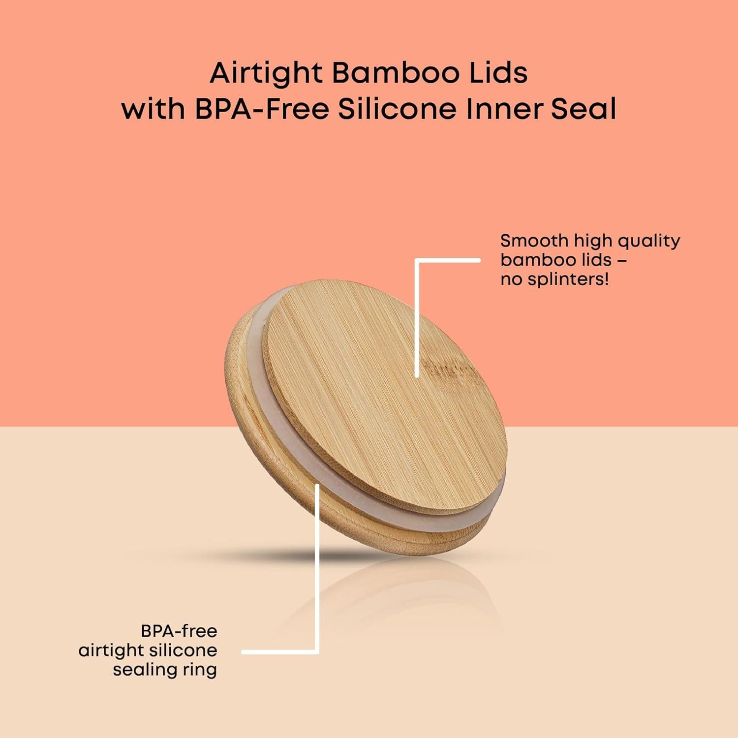 Set de 6 Tarros de Vidrio Borosilicato JoyJolt con Tapas Herméticas