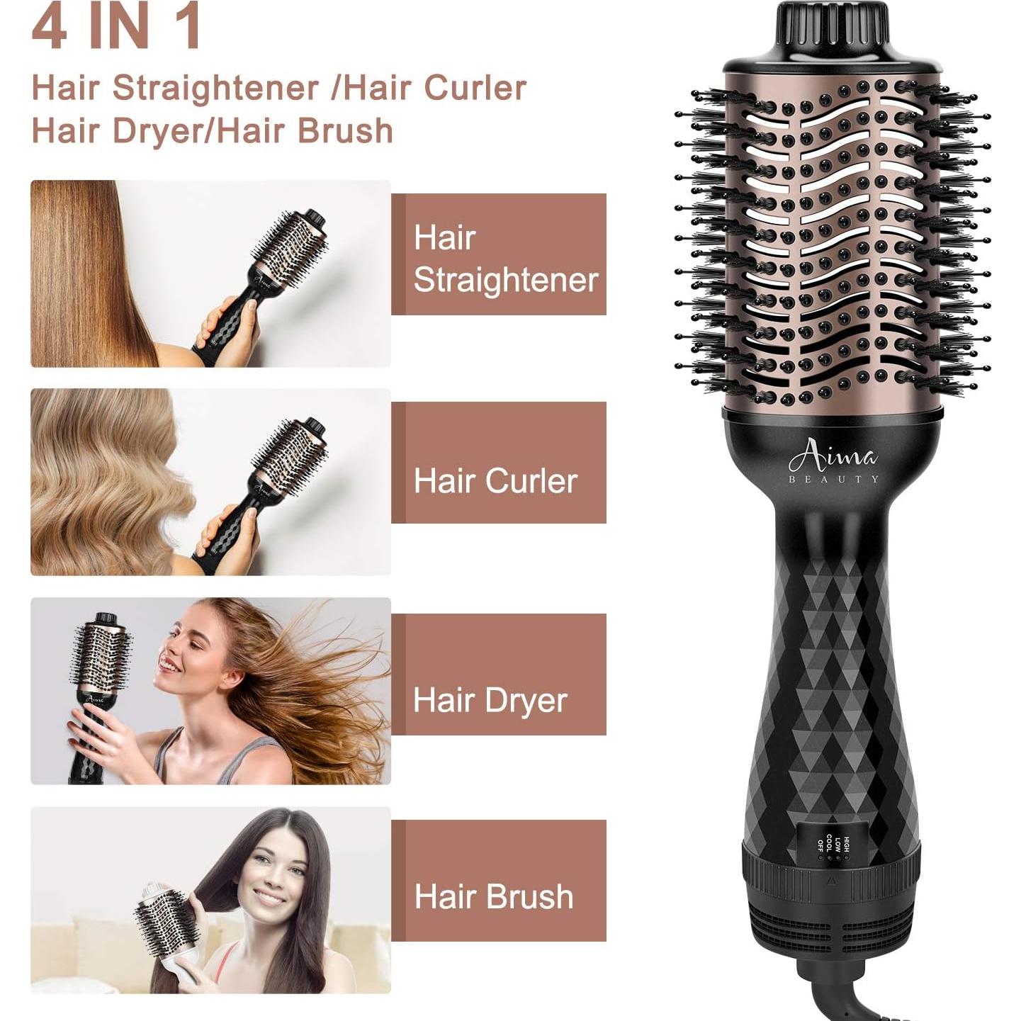 Cepillo Secador Voluminizador Aima Beauty 4 en 1 Negro