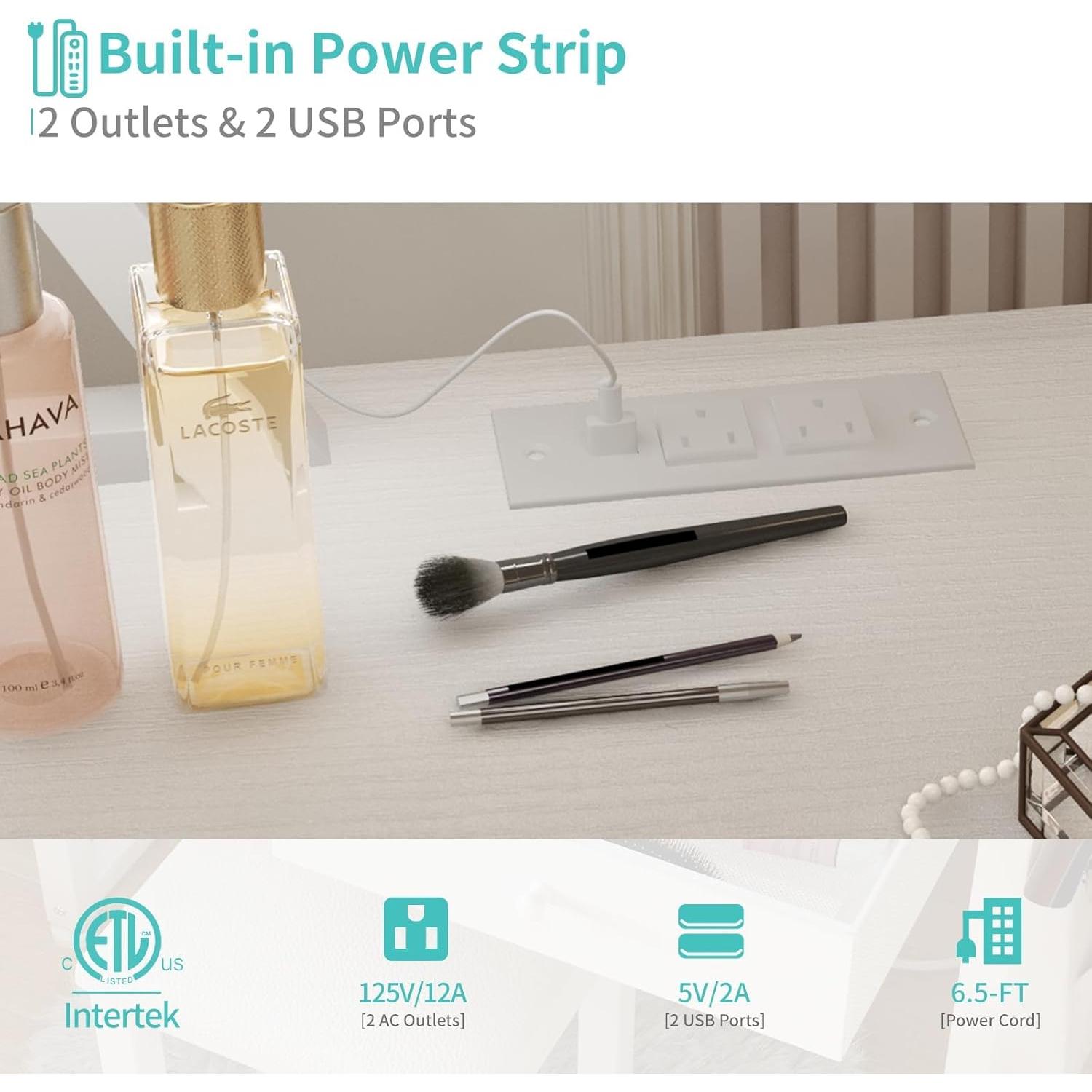 Escritorio de Maquillaje Lufeiya con Espejo y Luz LED 80 cm