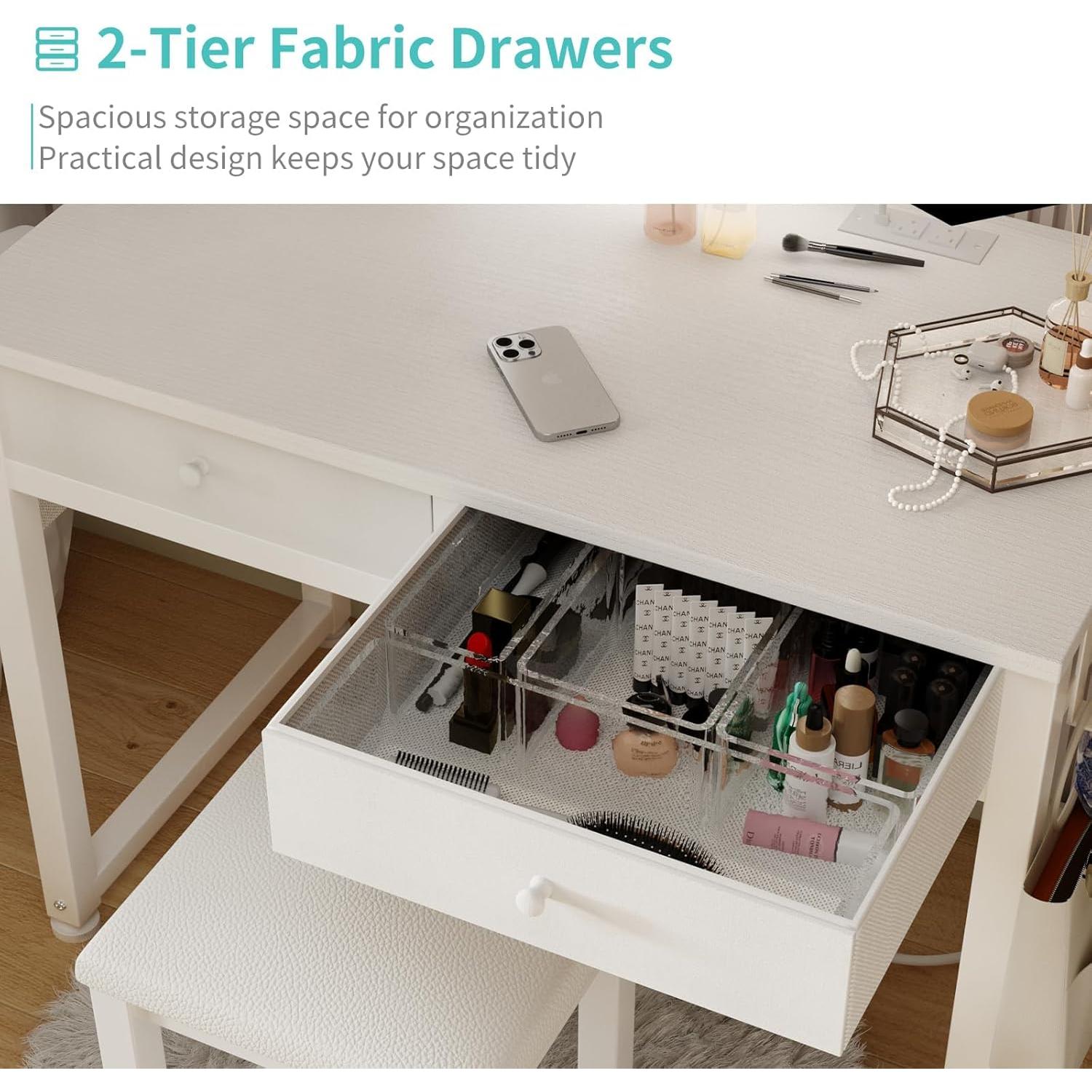 Escritorio de Maquillaje Lufeiya con Espejo y Luz LED 80 cm