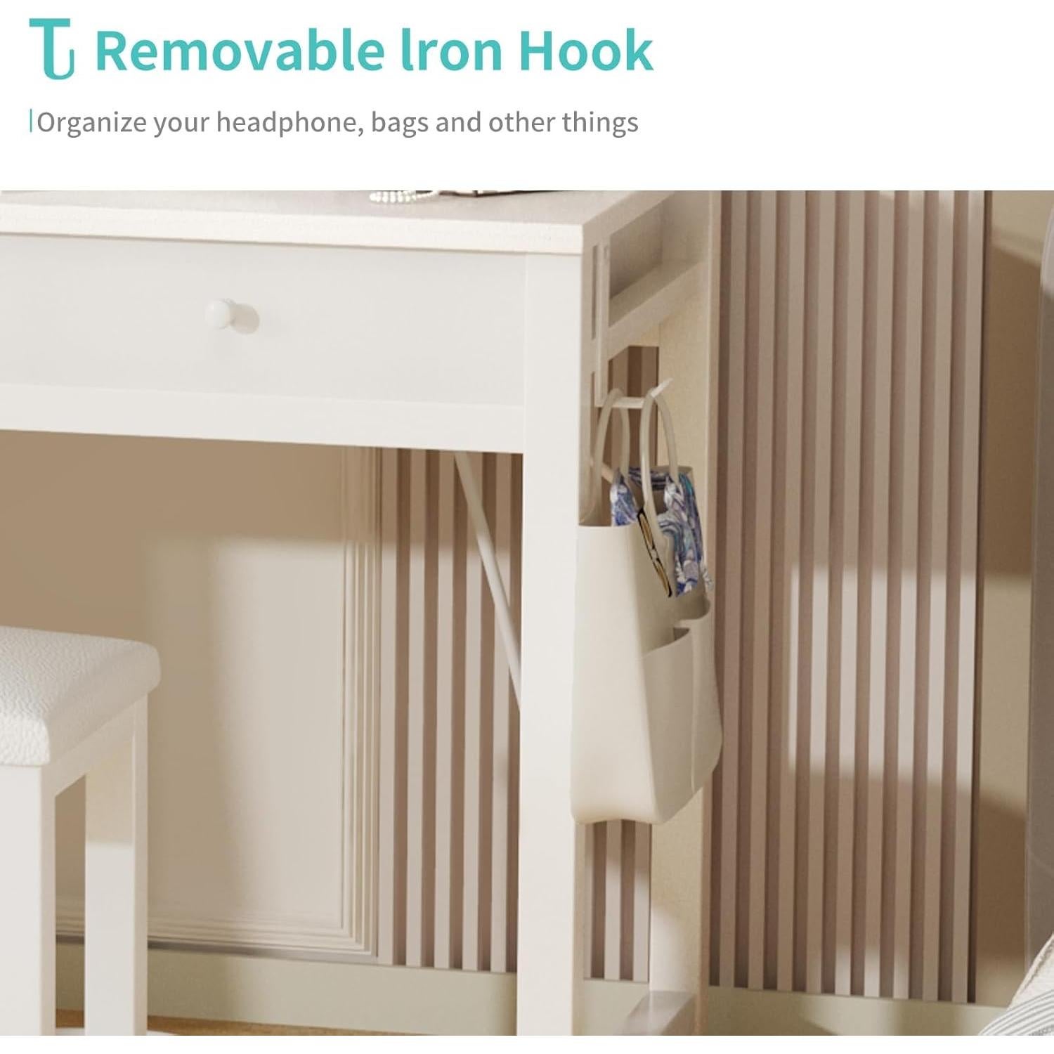 Escritorio de Maquillaje Lufeiya con Espejo y Luz LED 80 cm