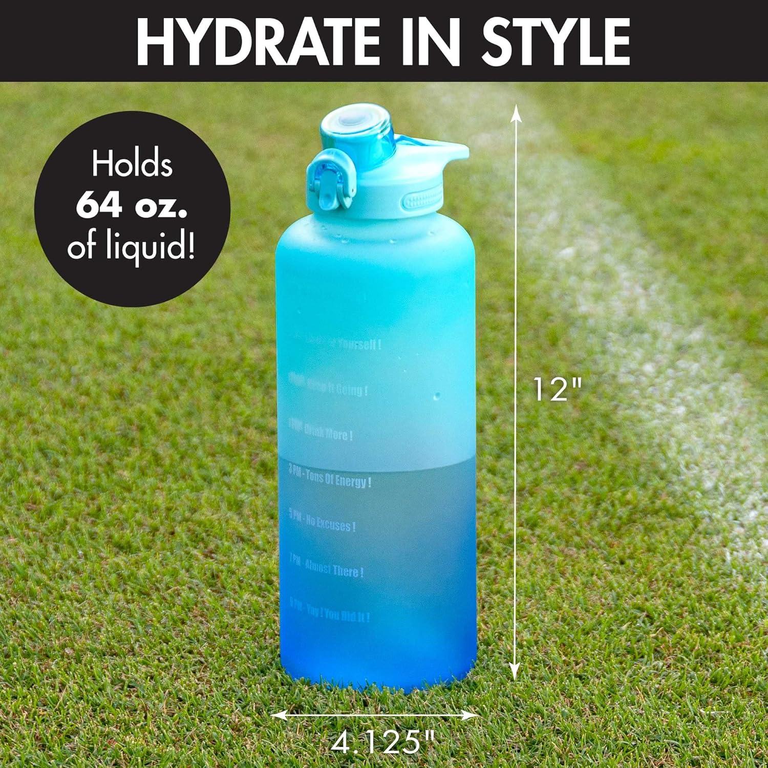 Botella de Agua Motivacional Primula 2L Azul Ombre a Prueba de Fugas