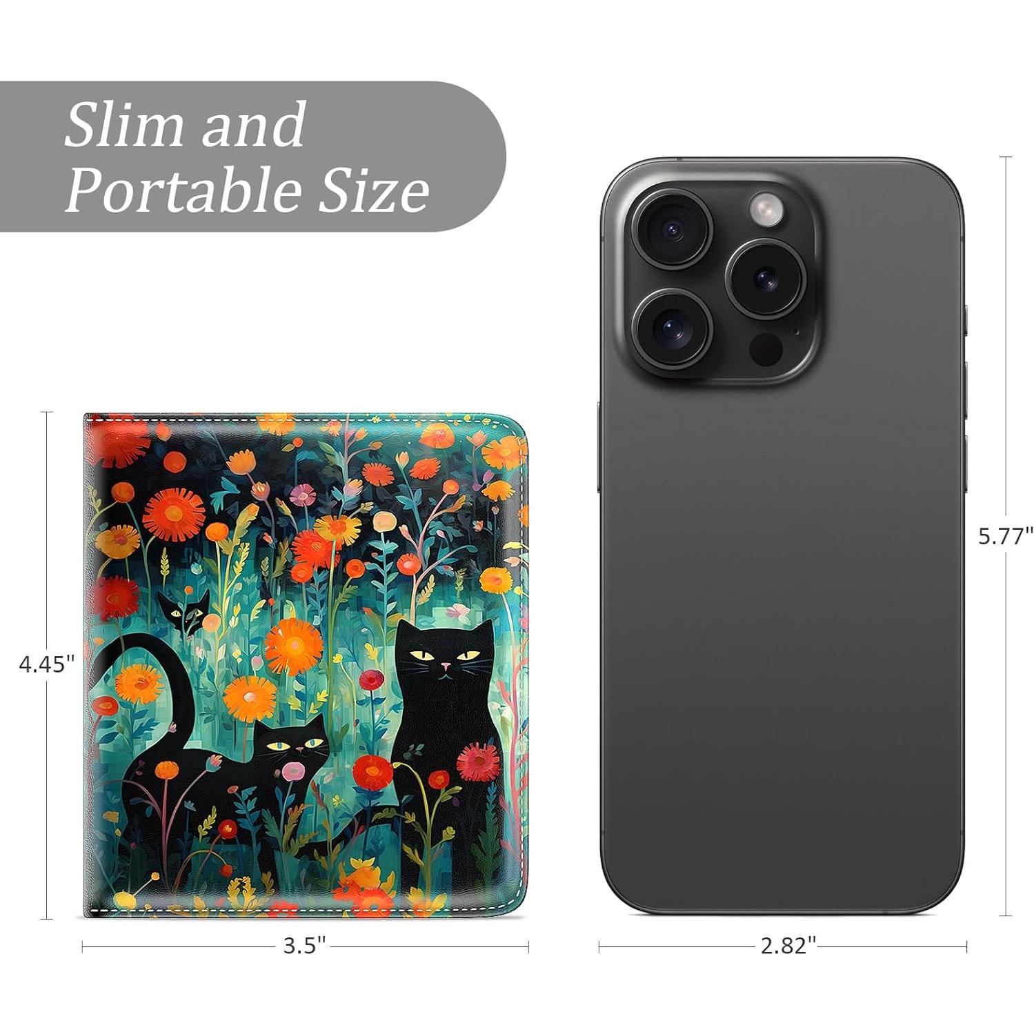 Cartera Bifold Pequeña TMOODEL Gato Negro con Bloqueo RFID