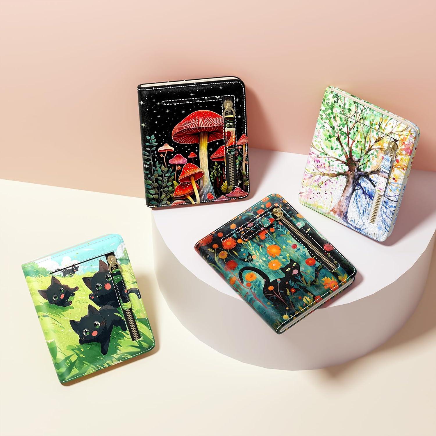 Cartera Bifold Pequeña TMOODEL Gato Negro con Bloqueo RFID