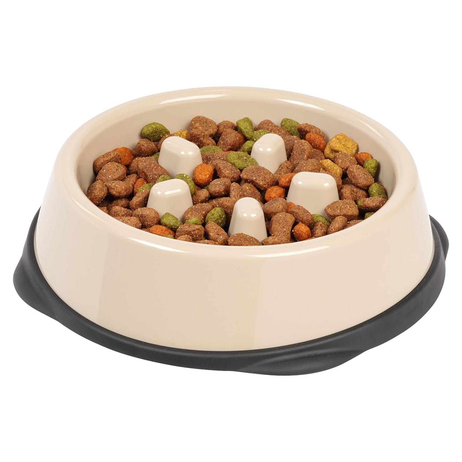 Tazón Antiahogo IRIS USA 2 Tazas Beige/Negro para Perros