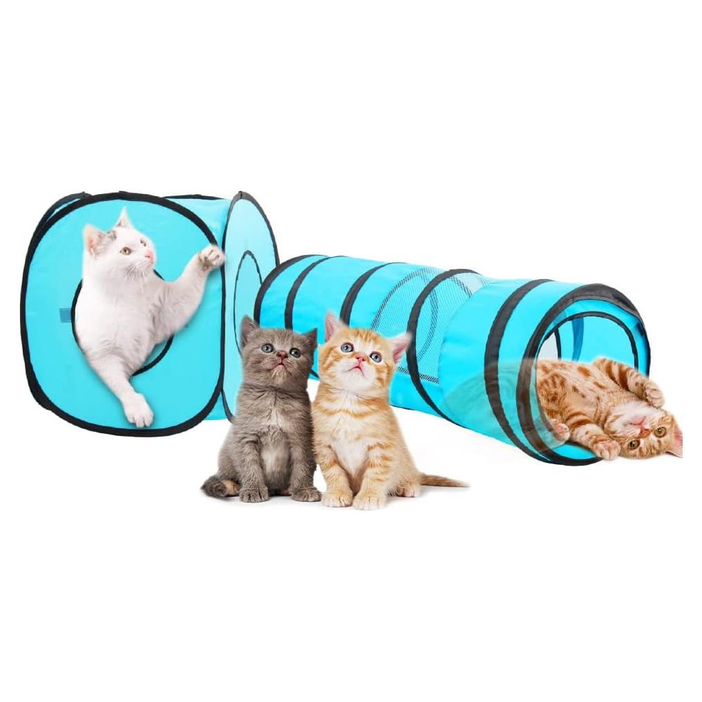 Túnel Colapsable para Gatos PAWISE 89 cm con Cubo de Juego