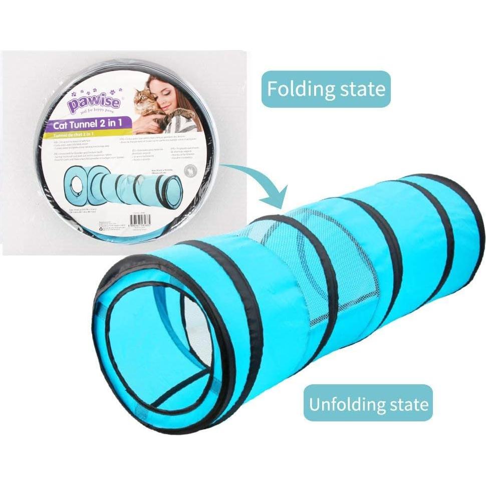 Túnel Colapsable para Gatos PAWISE 89 cm con Cubo de Juego