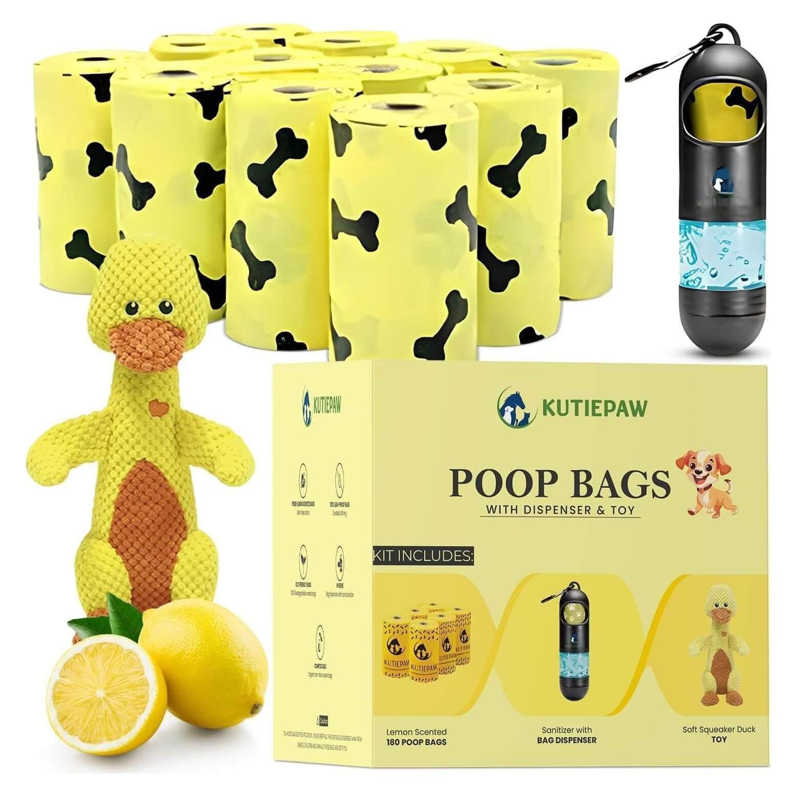 Kit de Bolsas para Excremento de Perro Kutiepaw - 180 Biodegradables