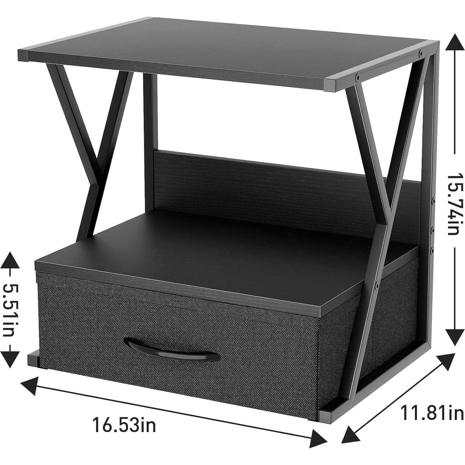 Soporte para Impresora aboxoo Negro con Cajón de Almacenamiento