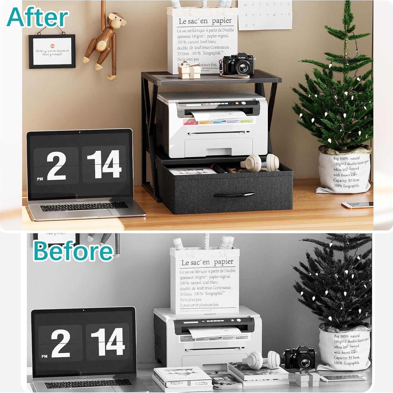 Soporte para Impresora aboxoo Negro con Cajón de Almacenamiento