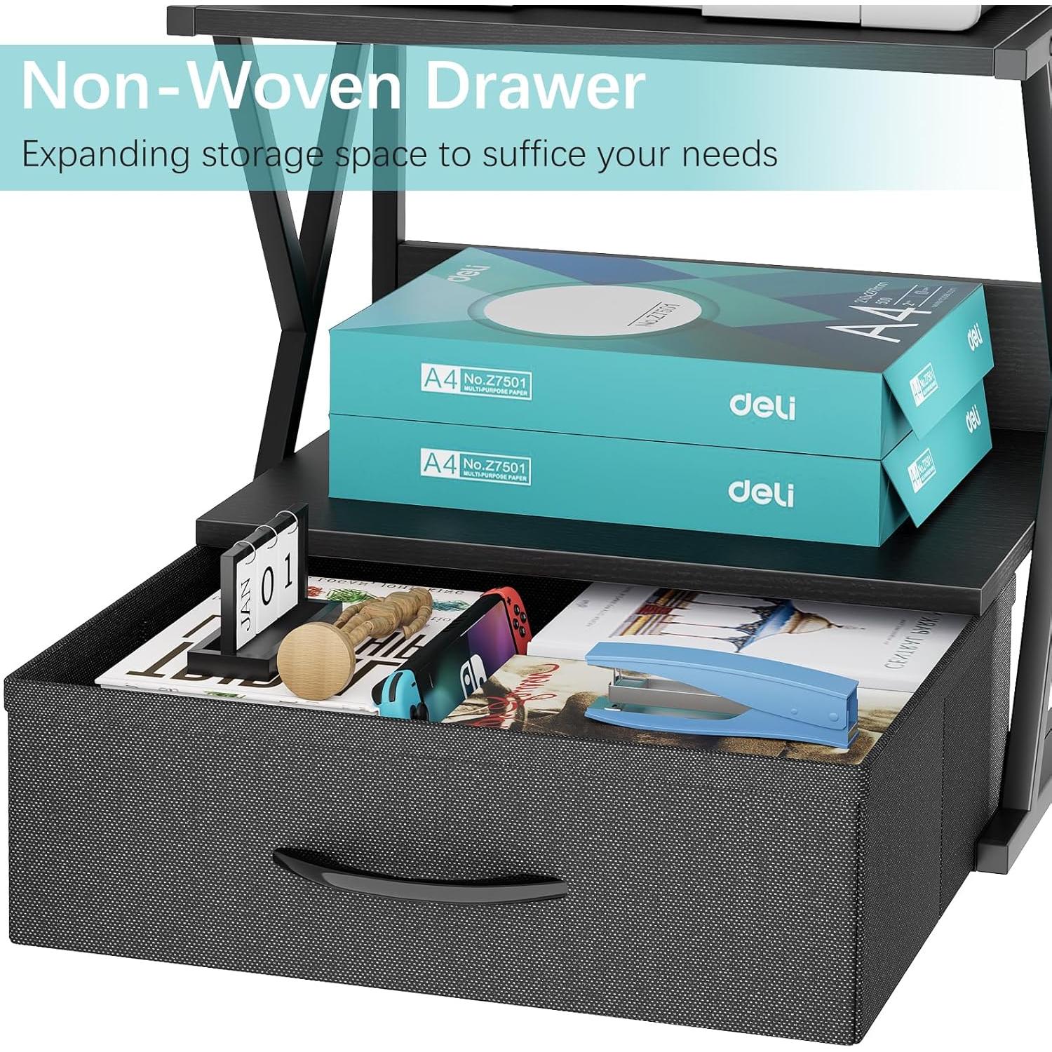 Soporte para Impresora aboxoo Negro con Cajón de Almacenamiento