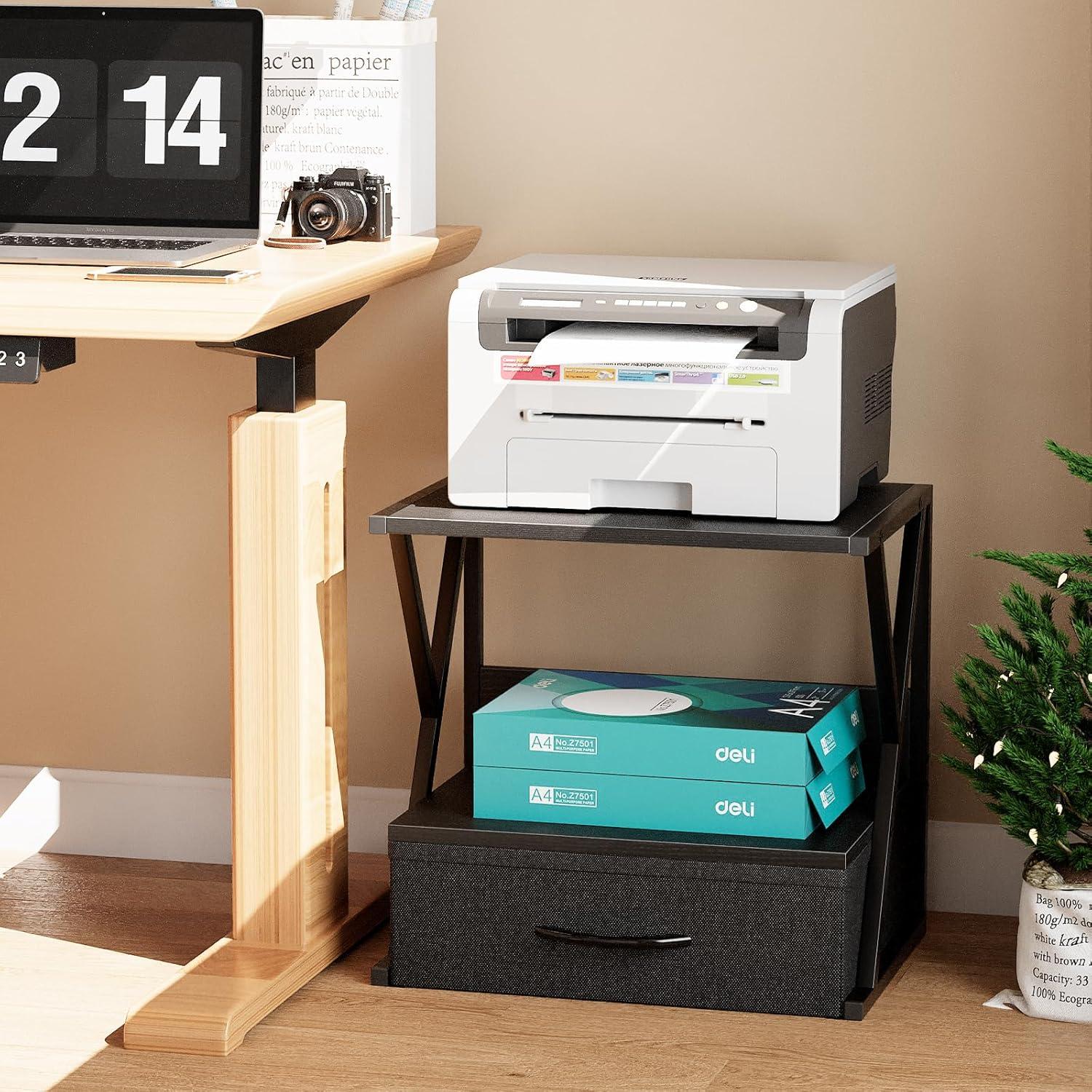 Soporte para Impresora aboxoo Negro con Cajón de Almacenamiento