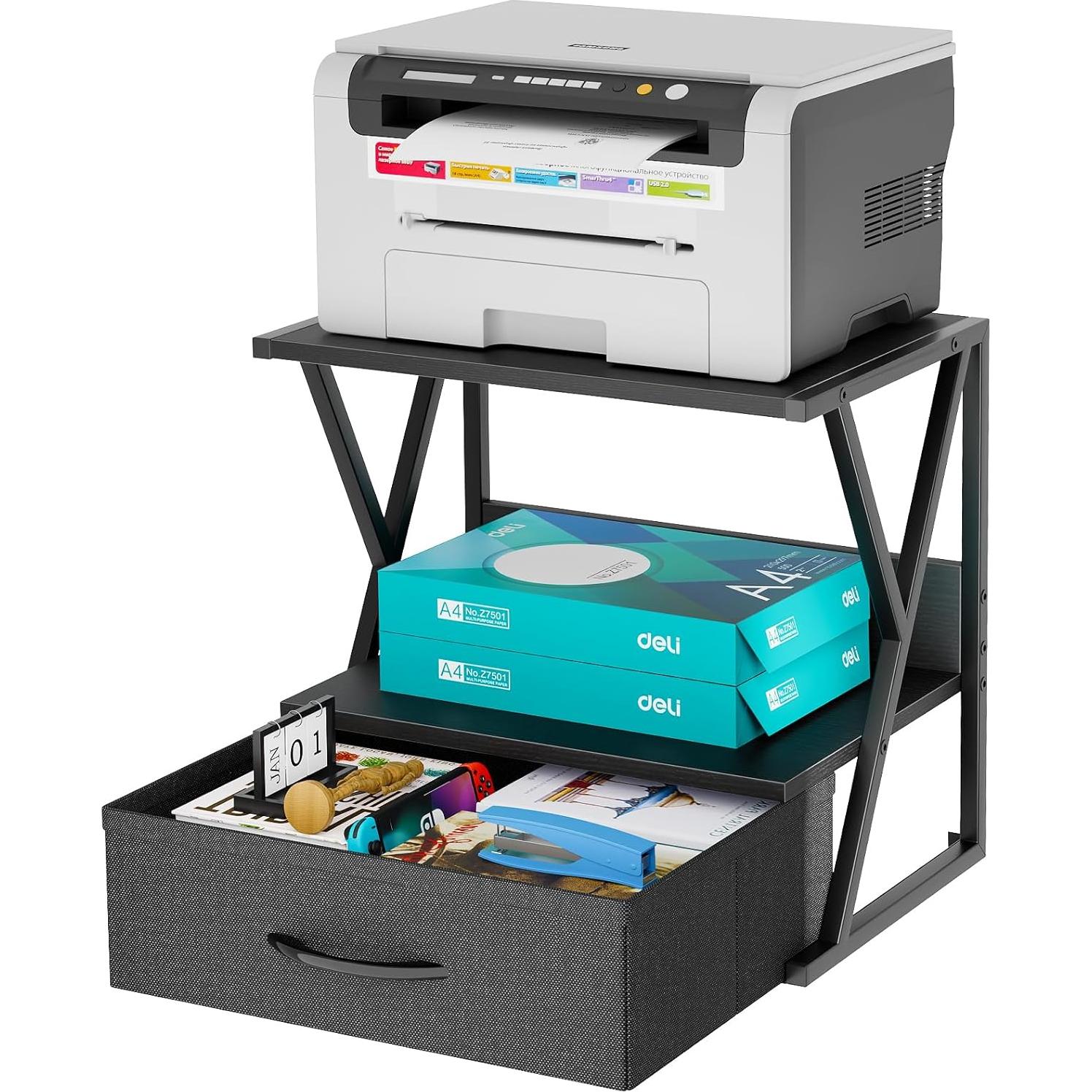 Soporte para Impresora aboxoo Negro con Cajón de Almacenamiento